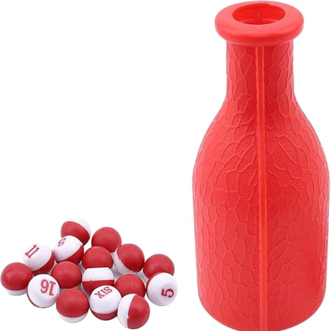 16 Billiards Digital Dice and Billiard Dice Bottle Kit Red Billiard Game Kelly Pool Shaker Bottle with Standard 16 Numbered Tally Balls Peas Billiard Accessories
