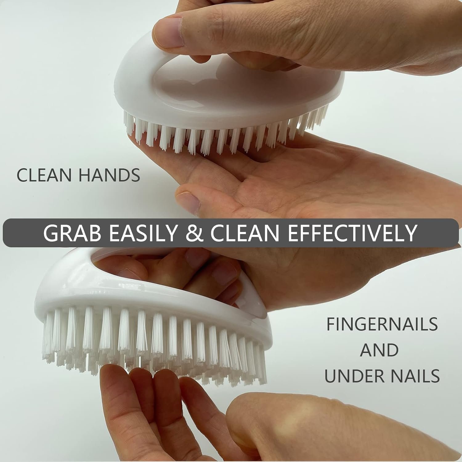 GKETN Hand and Nail Brush for Cleaning Fingernails Fingers Nylon Firm Stiff Bristles Heavy Duty Scrub Clean Brushes for Mechanics Gardeners, White, 1PC image number 4