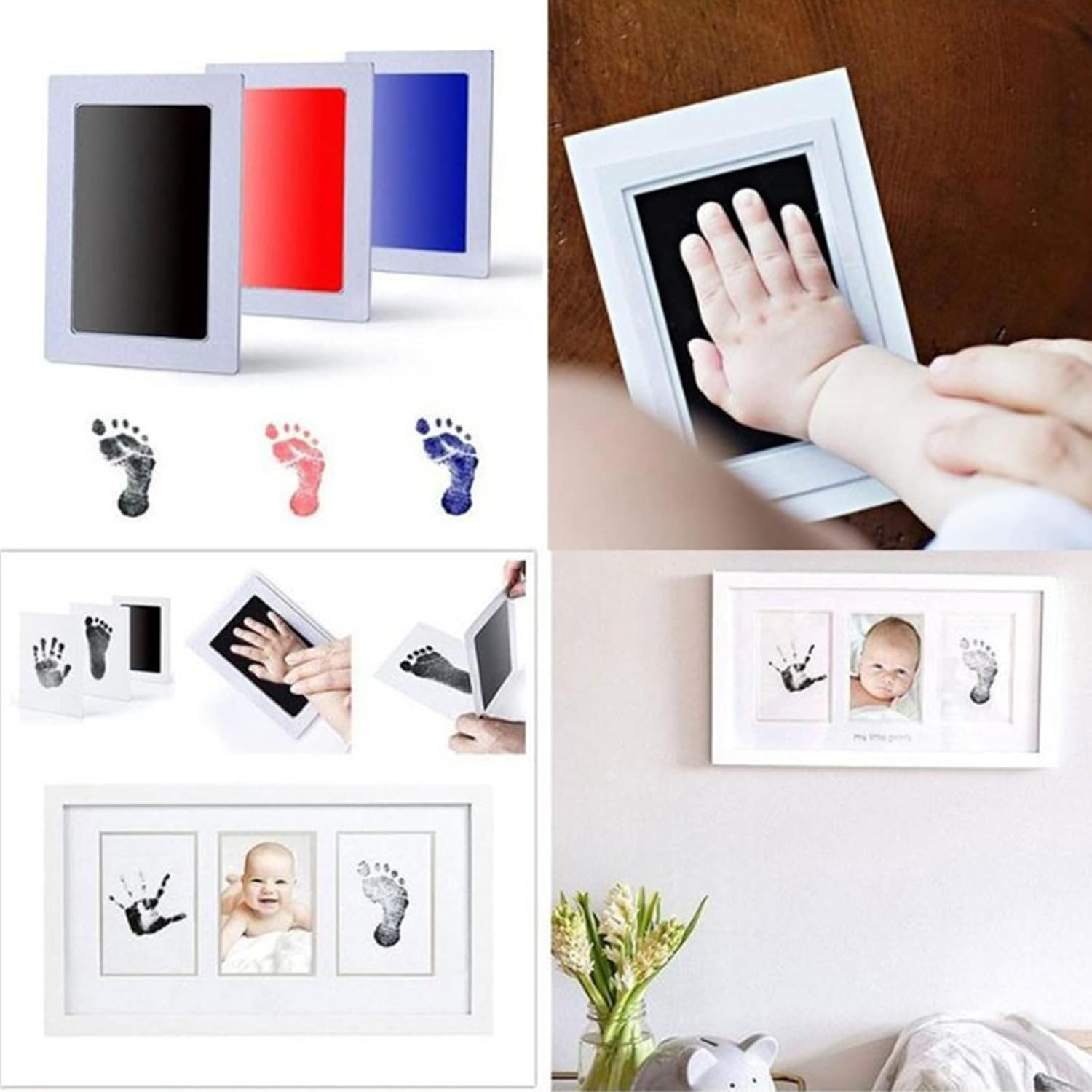 Baby INKL Footpri Handpri Kit Clean Ink Pads for 0-6 Months Old Infa Newborn Keepsake Pet Paw Pri Kit, Dark Green A image number 2