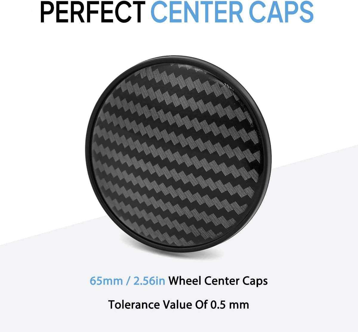 4 Pcs Car Wheel Hub Cap Fit for VW Volkswagen,Auto Wheel Hub Cover for VW Volkswagen Car Accessory Wheel Hubs Black Carbon Fiber(Outer Diameter 65Mm/2.56In, Inner Diameter 55.8Mm/2.2In) image number 3