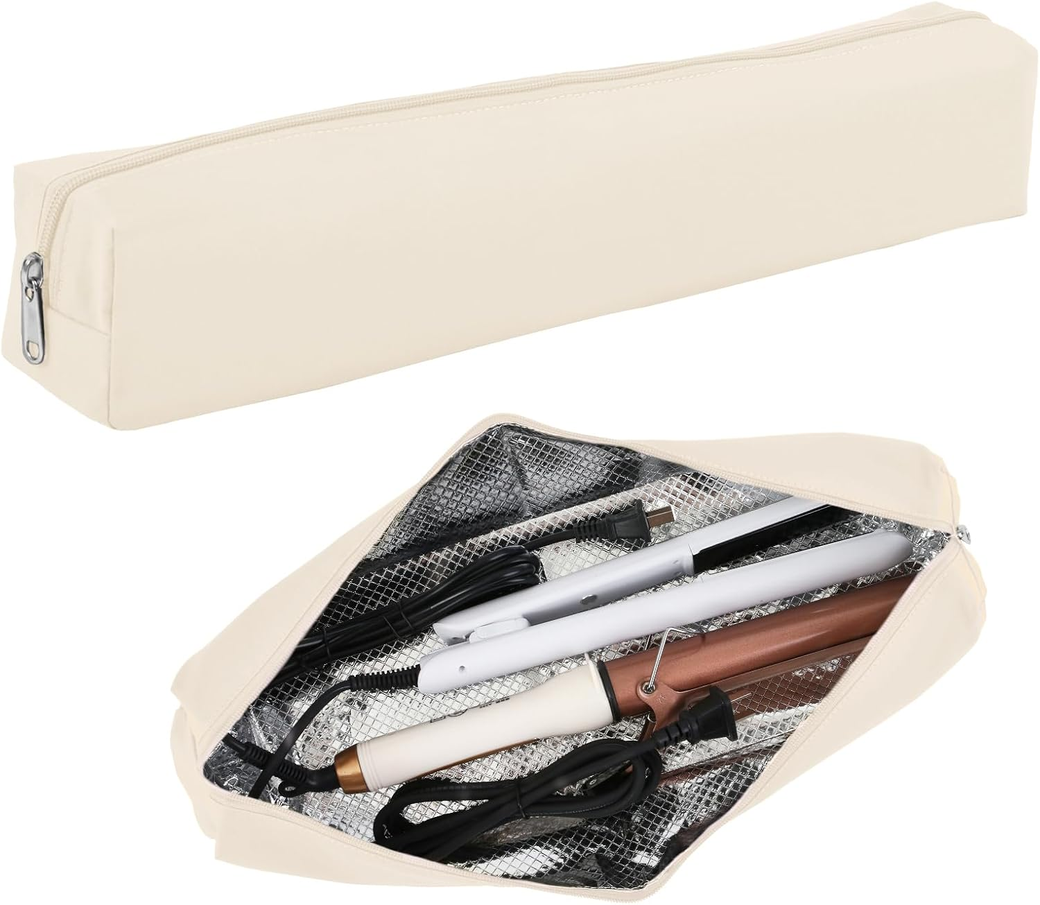 Suafrnut Professional Hot Hair Tools Organizer Bag Portable Travel Heat Resistant Storage Case Pouch for Curling Irons, Flat Irons, Hair Straightener and Styling Tools(17.7" X 3.2"X 3.2") image number 1
