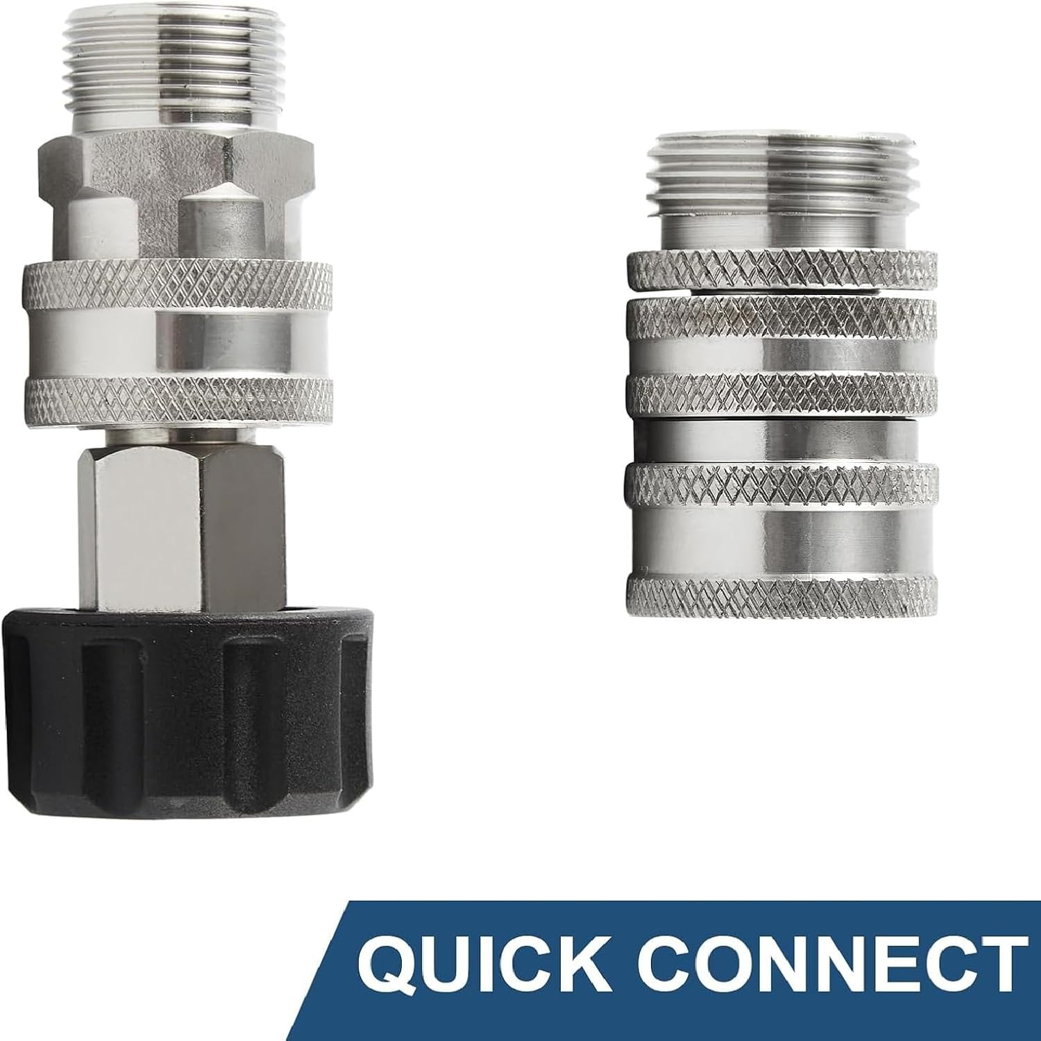 JUYOU 8 Pcs Pressure Washer Quick Connect Kit, Stainless Steel, M22 14Mm to 3/8 Inch Quick Connect Fittings, 3/4 Inch to 1/2 Inch Quick Release Adapter Set for Power Washer image number 3