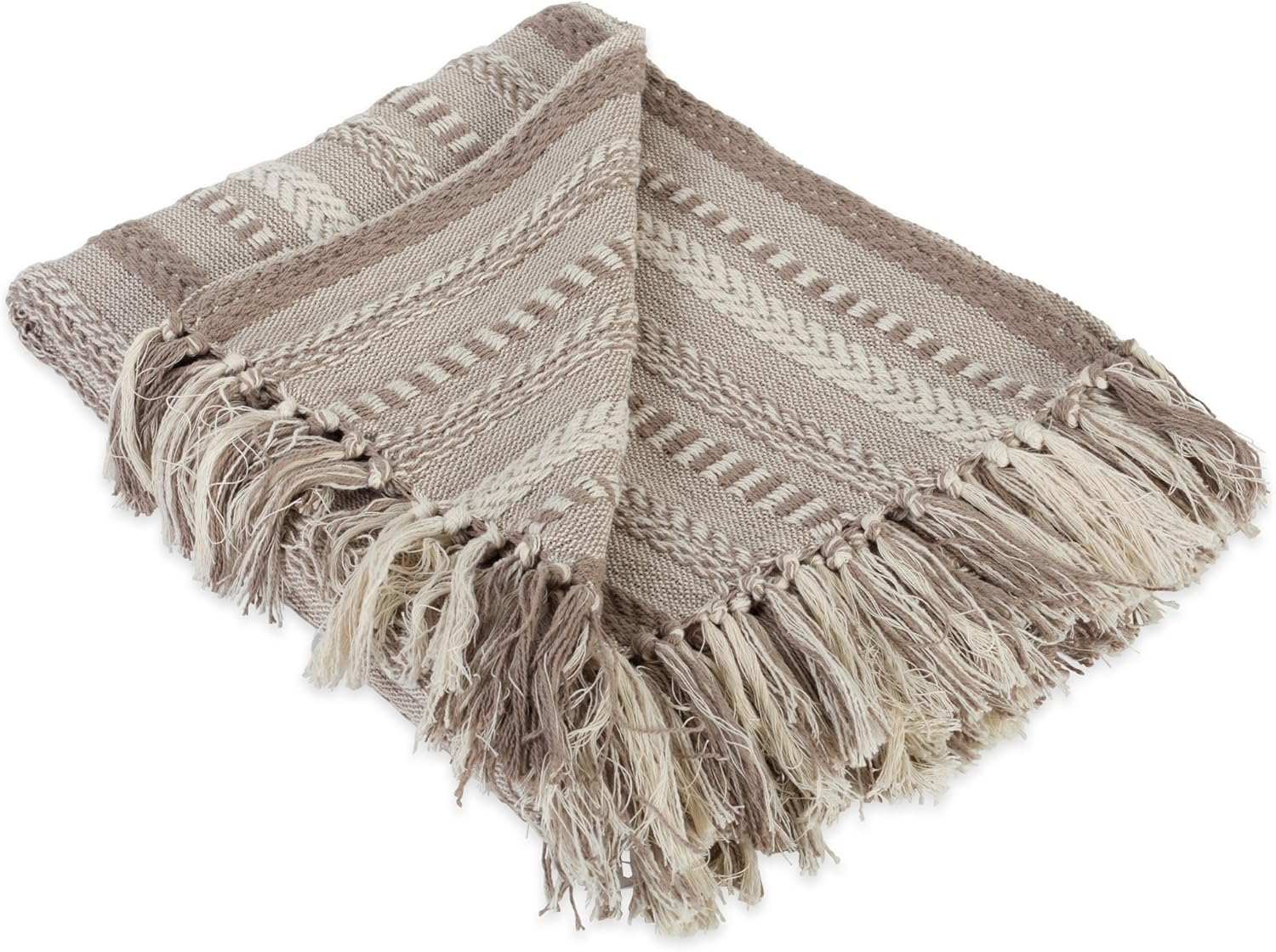DII Braided Striped Throw, 50X60, Stone