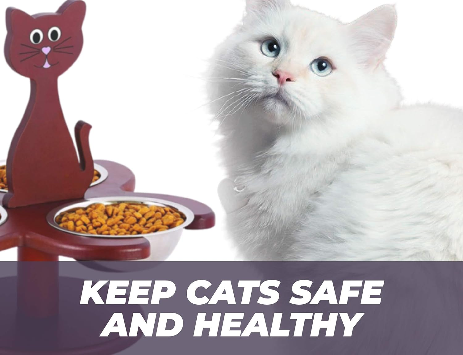 Pet Store Wood Multi-Cat Raised Feeder with 3 Metal Bowls image number 1