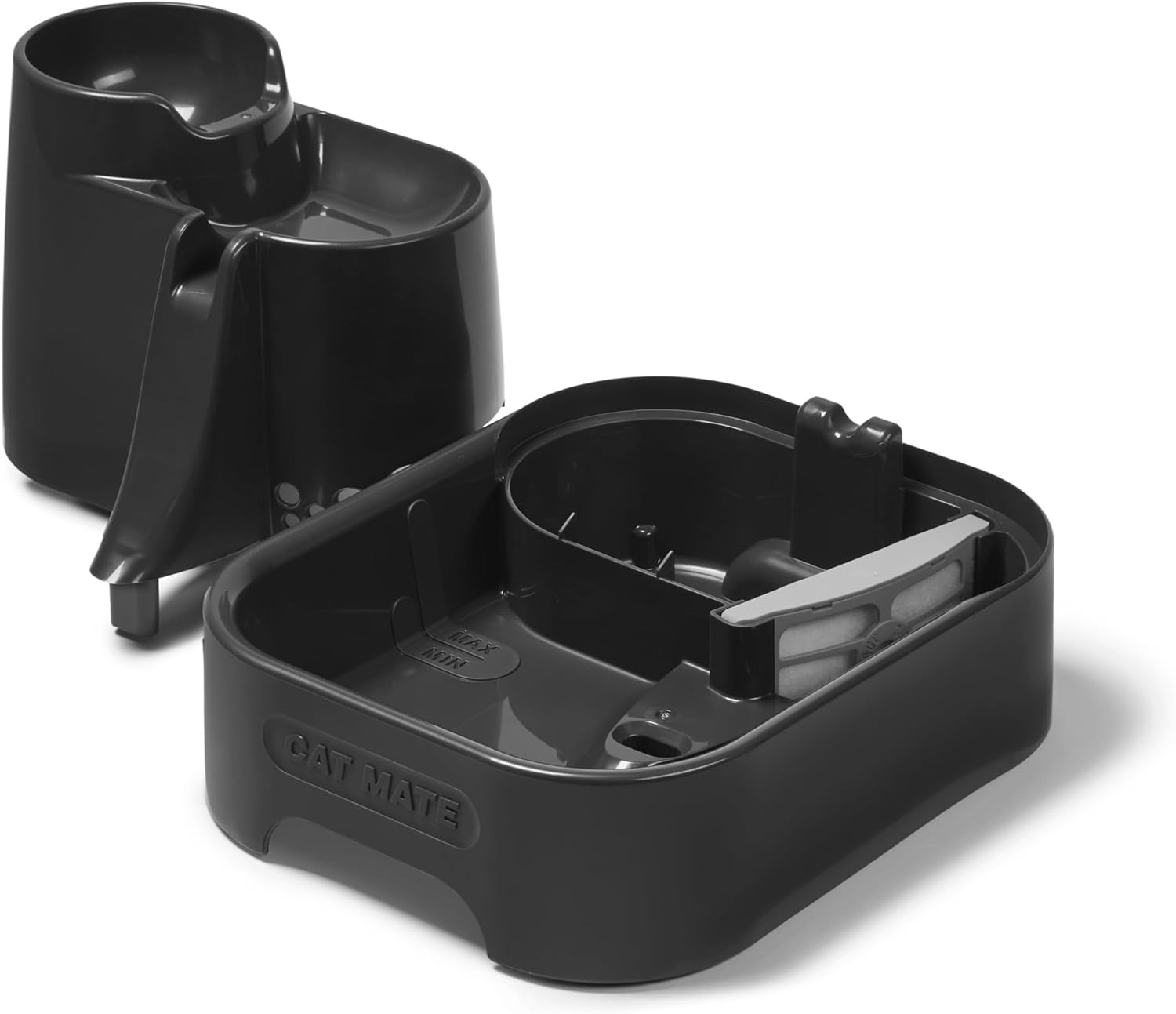 Cat Mate Water Fountain UK Automatic Water Fountain for Small Dogs, Multi-Stage, 2 Litre, with Replaceable Filter in 3 Levels, Quiet (Shadow)