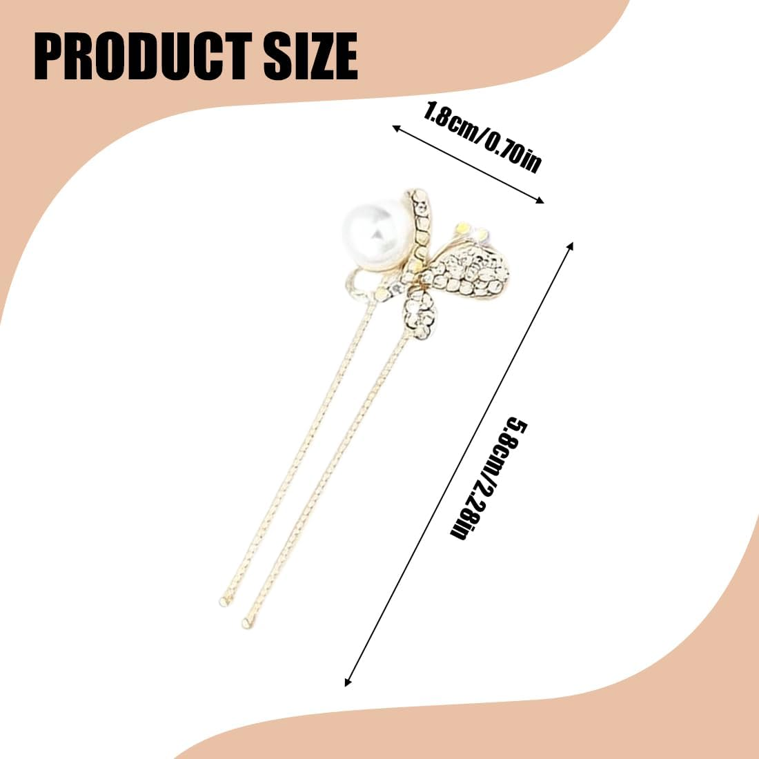 4 Pack Butterfly Pearl Rhinestone Hair Clips, U Shaped Hair Accessories, Pearl Hair Accessories, U Shaped Pearl Hair Clips Set for Wedding, Bride, Bridesmaid, Girls and Women image number 3