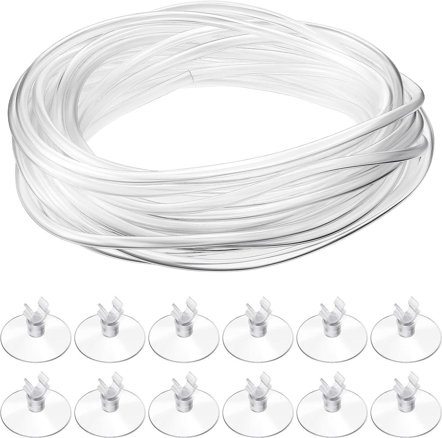 Boao 32.8 Ft Aquarium CO2 Proof Tubing Clear Airline Tubing Aquarium Air Tubing 5/16 Inch with 12 Pcs Suction Cups Aquarium Air Pump Accessories for Fish Tank image number 2