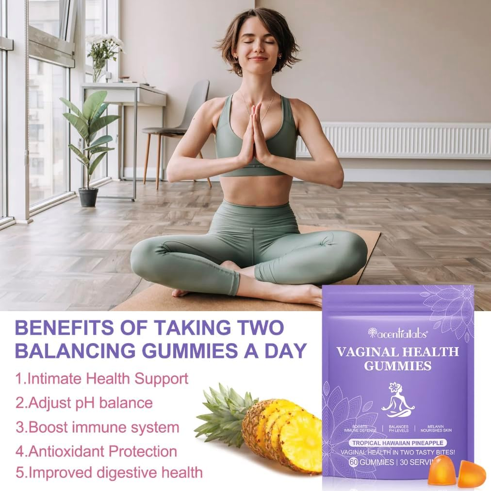 Women Vaginal Probiotic Gummies &ndash; Supports Flora Balance, Immune Health & Wellness with Vitamin C &ndash; Natural Pineapple Flavor &ndash; 60 Gummies