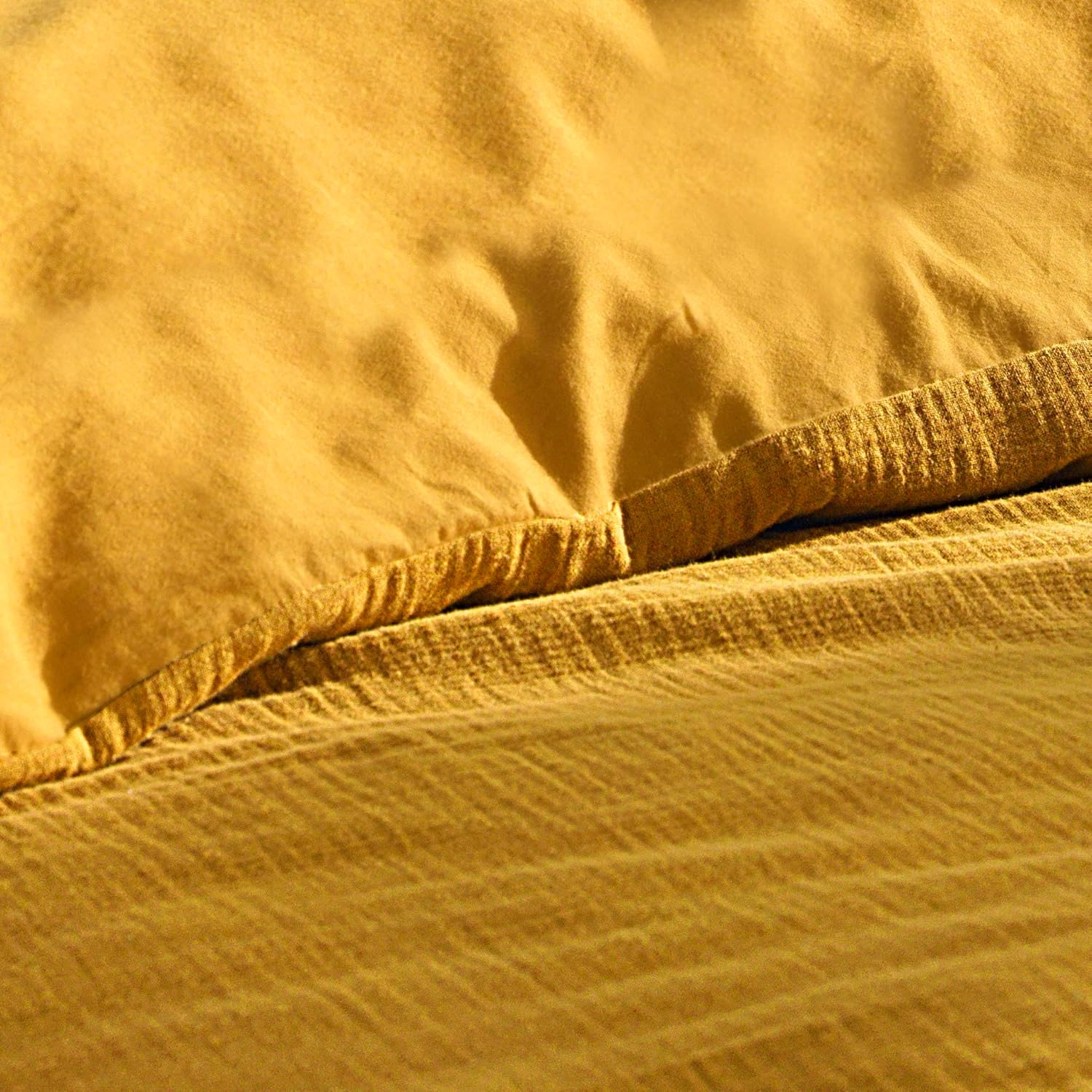 Douceur D'Int&eacute;rieur, 3-Piece Bedding Set 260 X 240 Cm Double Gauze Cotton Angelia Yellow, 100% Cotton