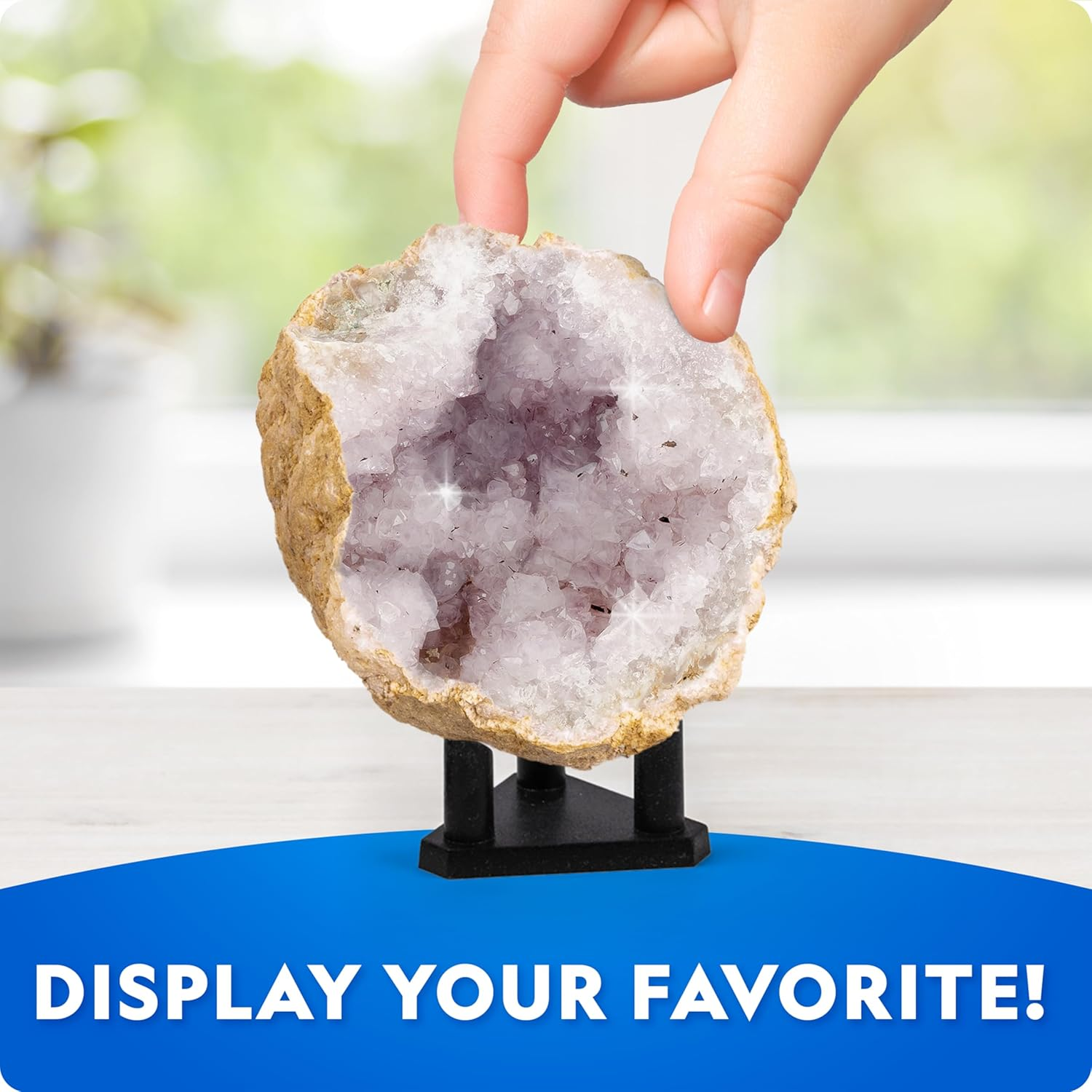 National Geographic Break Open 5 Jumbo Geodes Science Kit &ndash; STEM Science Gift for Boys & Girls, Break Your Own Geodes+ Goggles & Display Stand image number 4