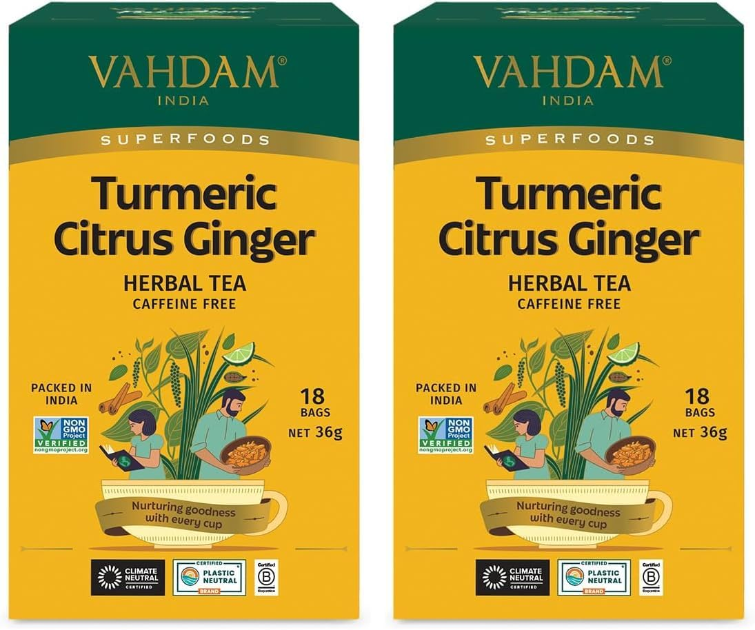 Vahdam Tumeric Citrus Ginger Tea Bags 18 Pack image number 5