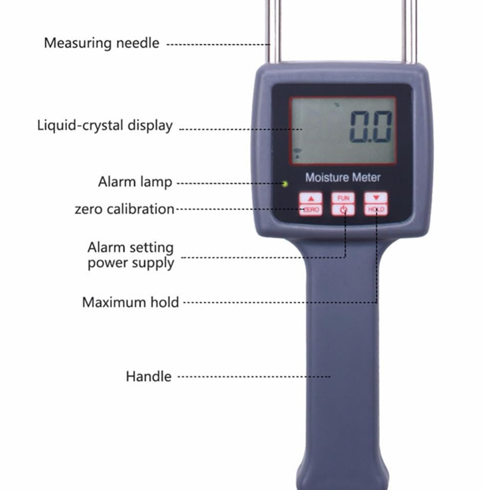 TK100 Multifunctional Fibre Test Meter Portable Humidity Tester Water Content with Quick Measurement for Tea Corn Straw Bran Soybean Rice Fibrous Substances