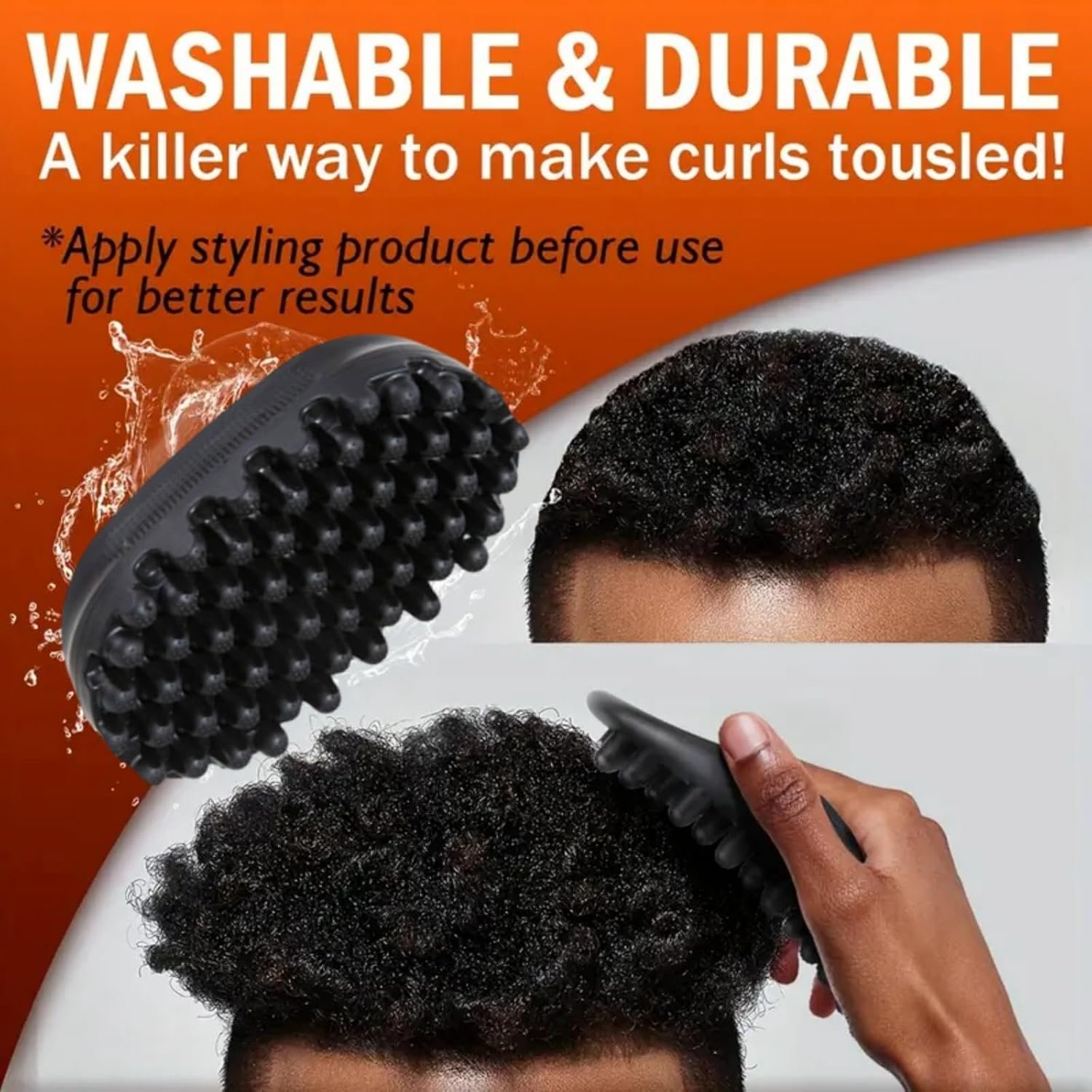 Curly Hair Brush,Rubber Hair Brush,Comb for Curly Hair,Twist Styler Brush,Afro Ha-Ir Bru-Sh,Washable Afro H-Air,Curling Brush,Afro Racket for Barbers and Daily Use,A-Fro Bru-Sh,Afro Sponge image number 1