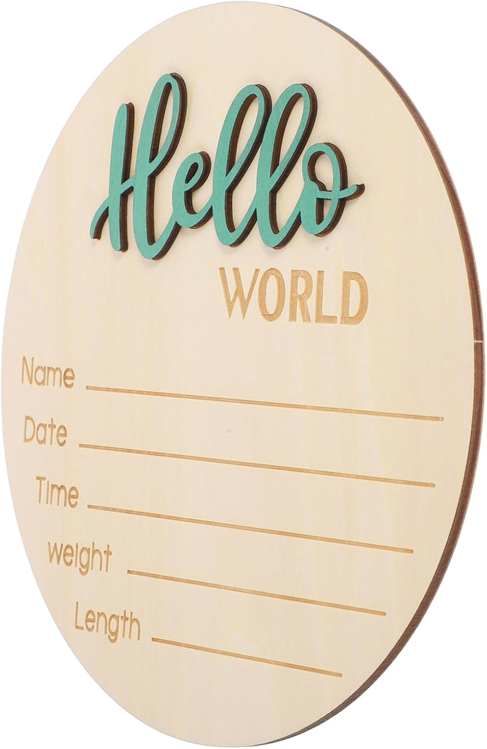 NOLITOY Wooden Birth Announcement round Sign for Newborns Photography Prop with Name Weight Birth Details Shower Gift and Keepsake Decoration image number 6