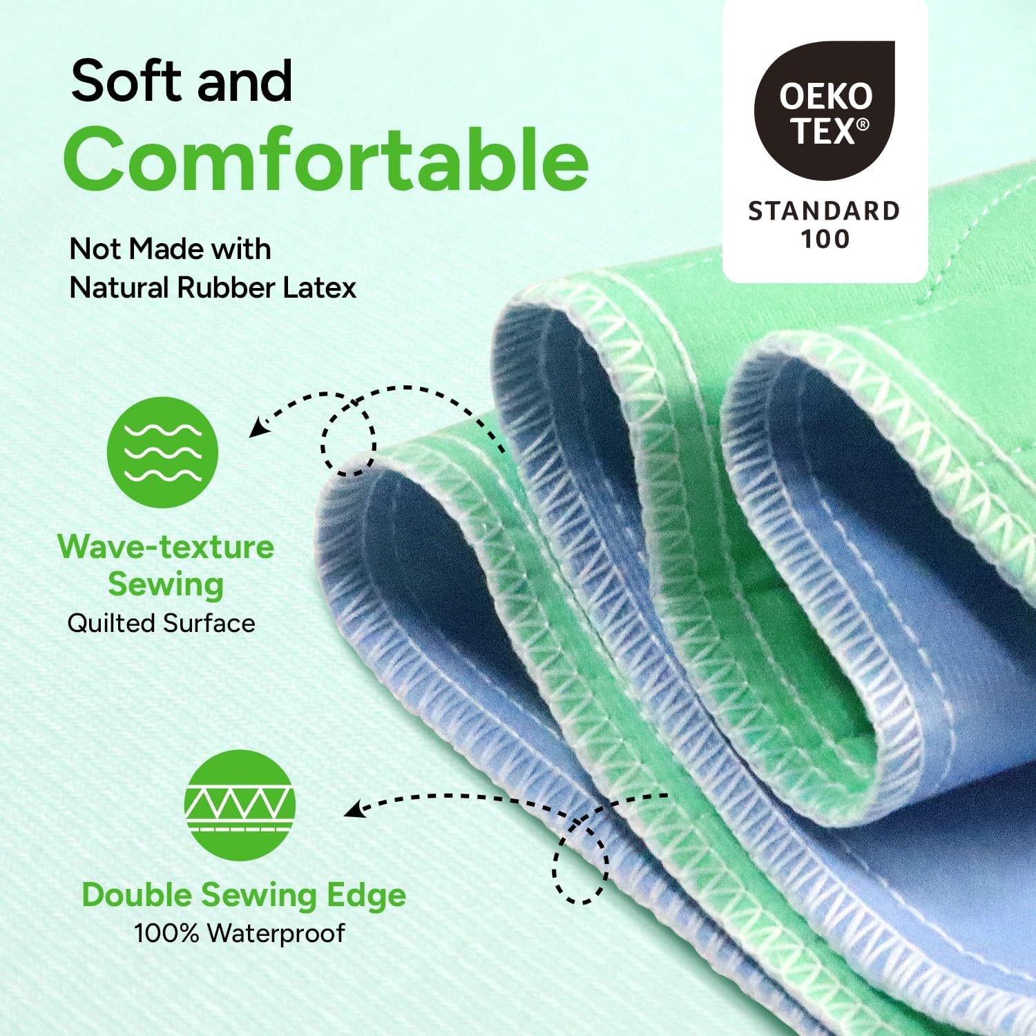 Whyworry Washable Bed Pads for Adult Incontinence, 86X91Cm (Pack of 4) Waterproof Mattress Protector for Bed Wetting, Heavy Absorbent Reusable Underpads for Elderly & Kids, Washable Pee Pads, Green image number 2
