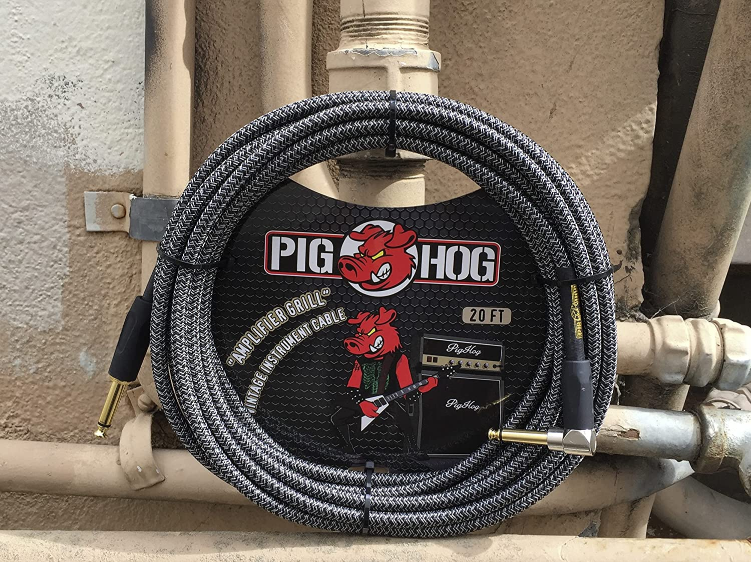 Pig Hog PCH10AGR Amplifier Grill Right-Angle 1/4" to 1/4" Guitar Instrument Cable, 10 Ft. Amplifier Grill 10 Feet Amplifier Grill image number 3