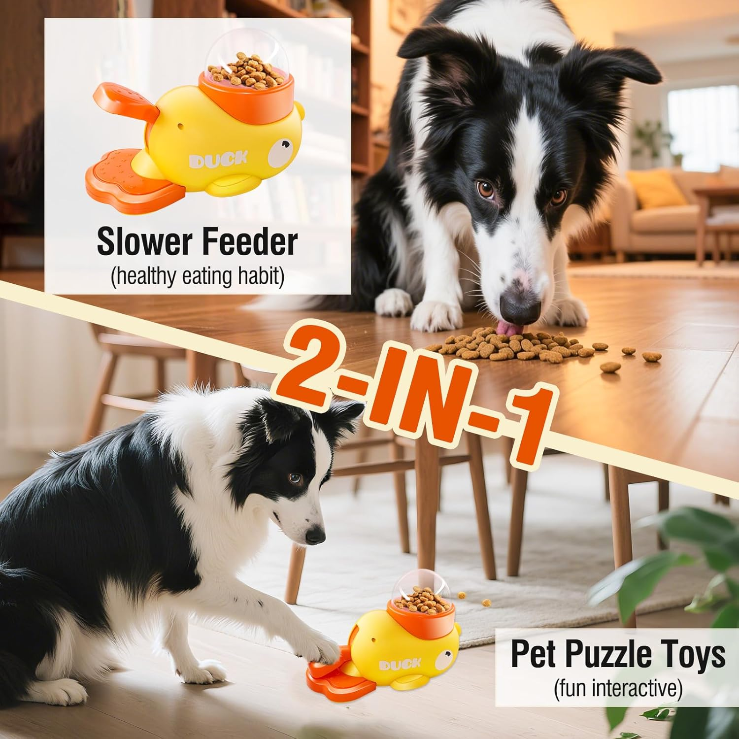 Cat Interactive Treats Dispenser, Dog Slower Feeder Puzzle Toys, Duck-Shaped Enrichment Toys for Cats and Small Dogs, Interactive IQ Training Reduces Bloating image number 5
