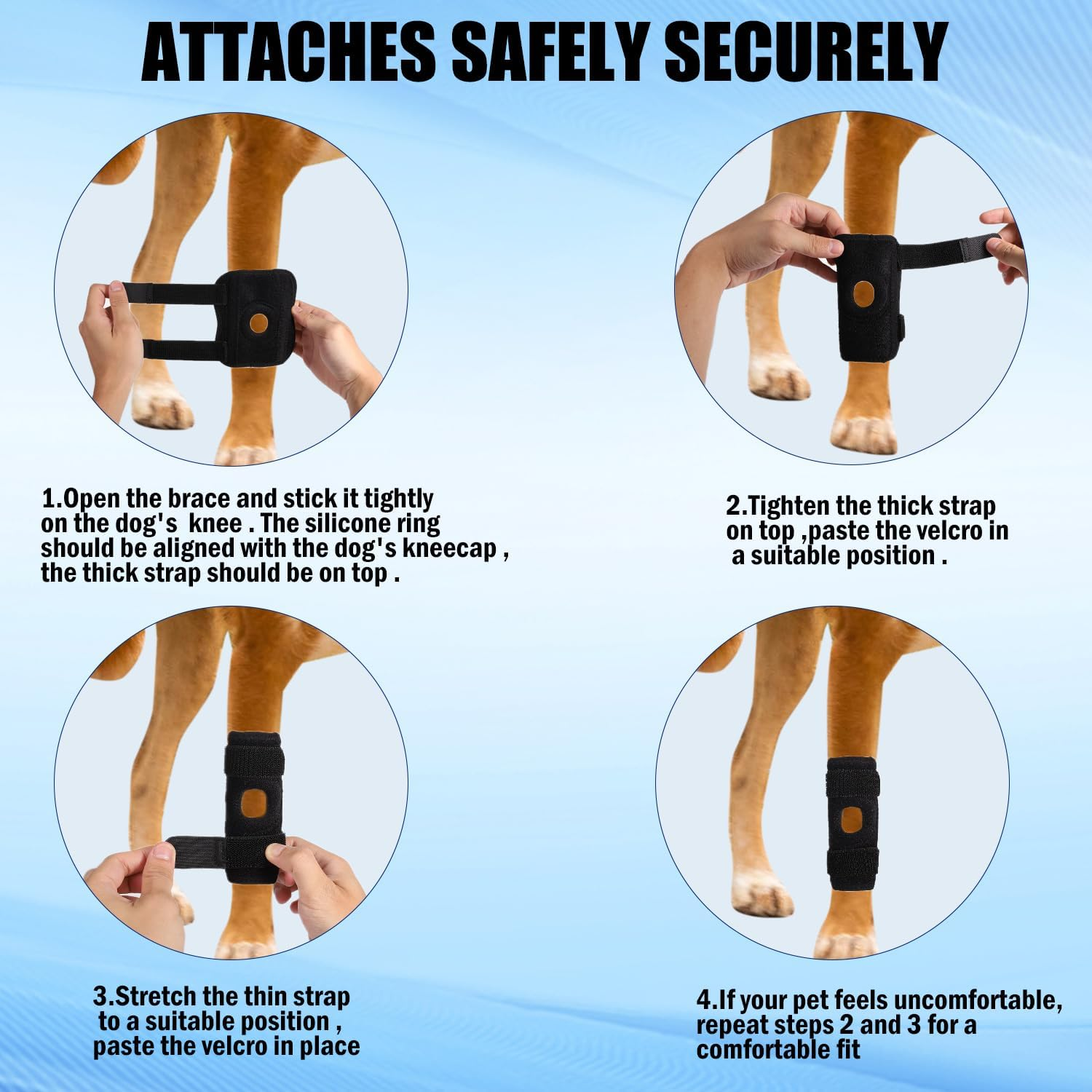 Dog Knee Brace for Rear Hock, Dog Leg Brace Rear Dog Front Leg Brace with Metal Bars Dog Canine Front Leg Brace Wrap for Wrist Support ACL Tear Wound Protection (Size L)