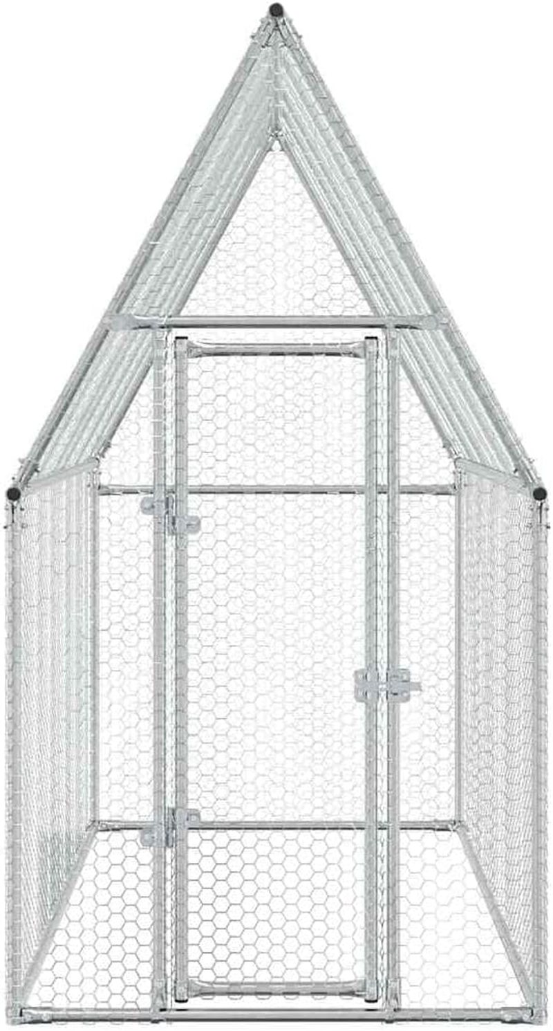 Vidaxl Chicken Cage - Galvanized Steel Hen House/Poultry Coop - 200X100X190 Cm - Outdoor Enclosure for Chickens, Ducks, Small Animals image number 6