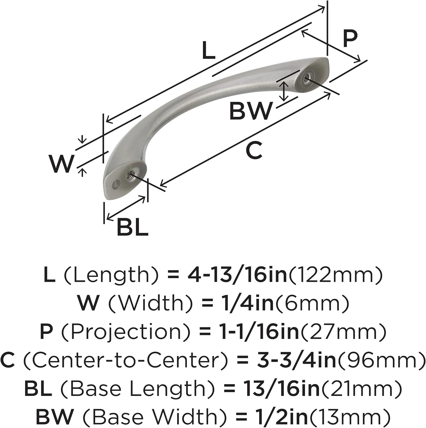 Amerock Allison Value 3-3/4 in (96 Mm) Center-To-Center Satin Nickel Cabinet Pull image number 2