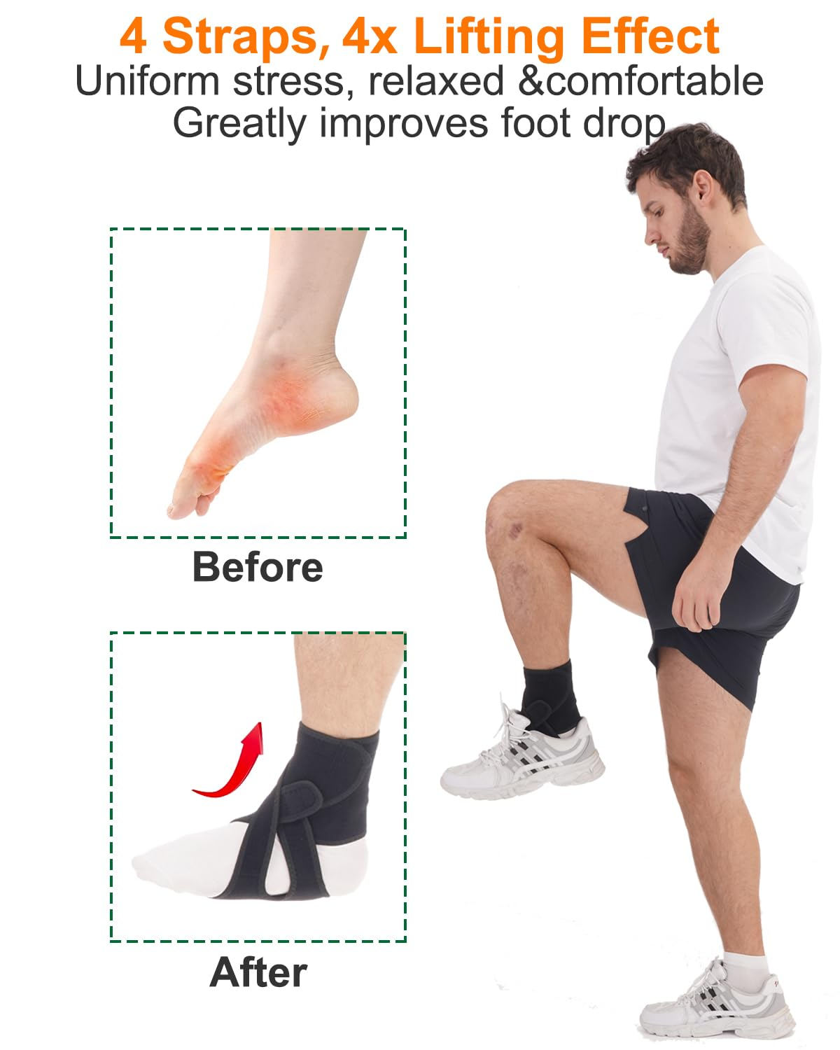 AFO Foot Drop Brace, Improve Walking Gait, Effective Relieve Pain, Adjustable Foot Orthosis Brace Support for Sleep, Plantar Fasciitis, Drop Foot Braces for Walking with Shoes (Left) image number 1