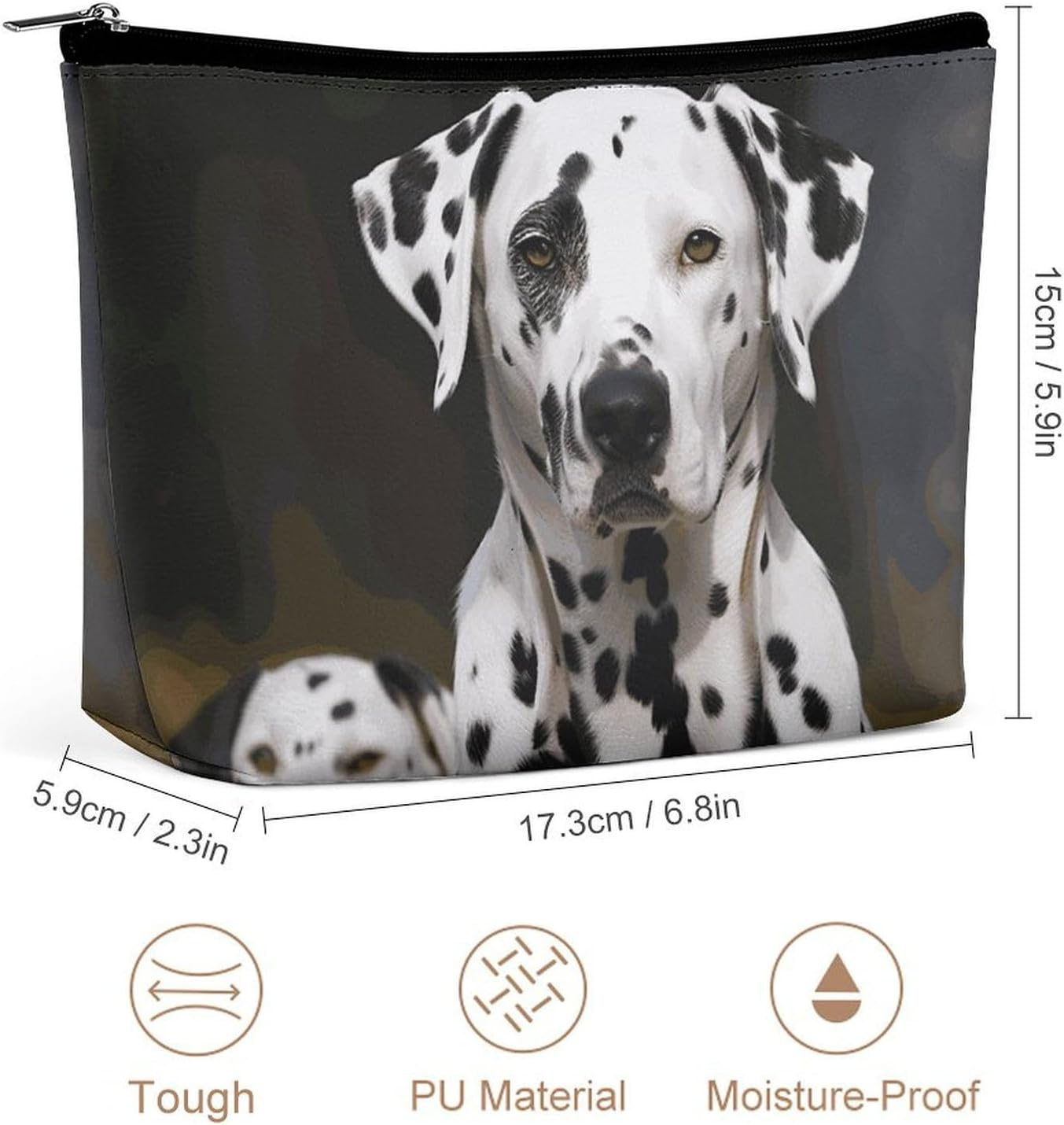 HEBVNJF Travel Makeup Bag Portable Cosmetic Bag Diving Hippo Makeup Storage Bag for Women/Girl, Dalmatian Dog, One Size image number 2