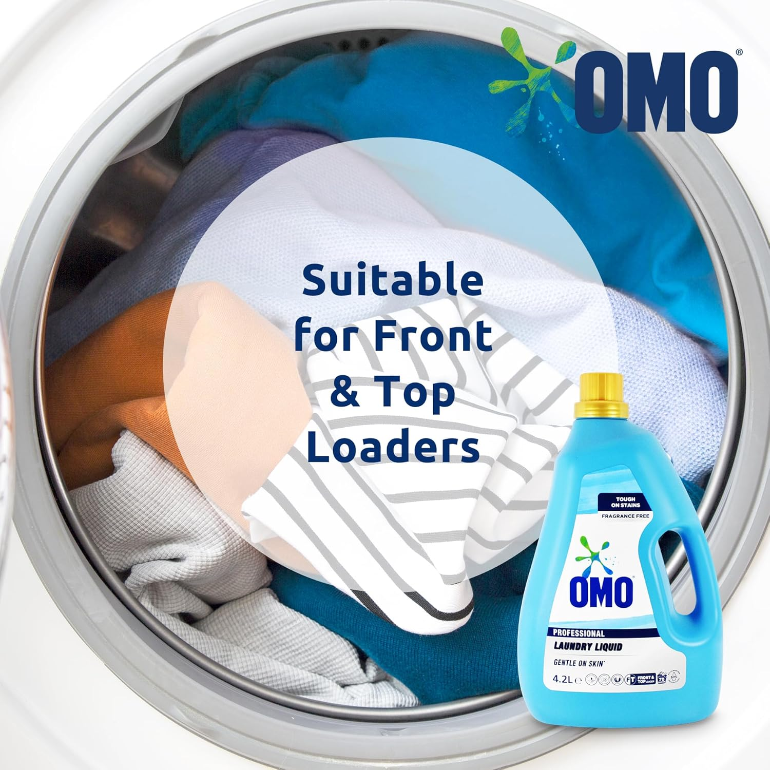 OMO Professional Laundry Detergent Liquid 4.2L - Enzyme-Activated Formula - Suitable for All Washers - Fragrance-Free & Dye-Free image number 2