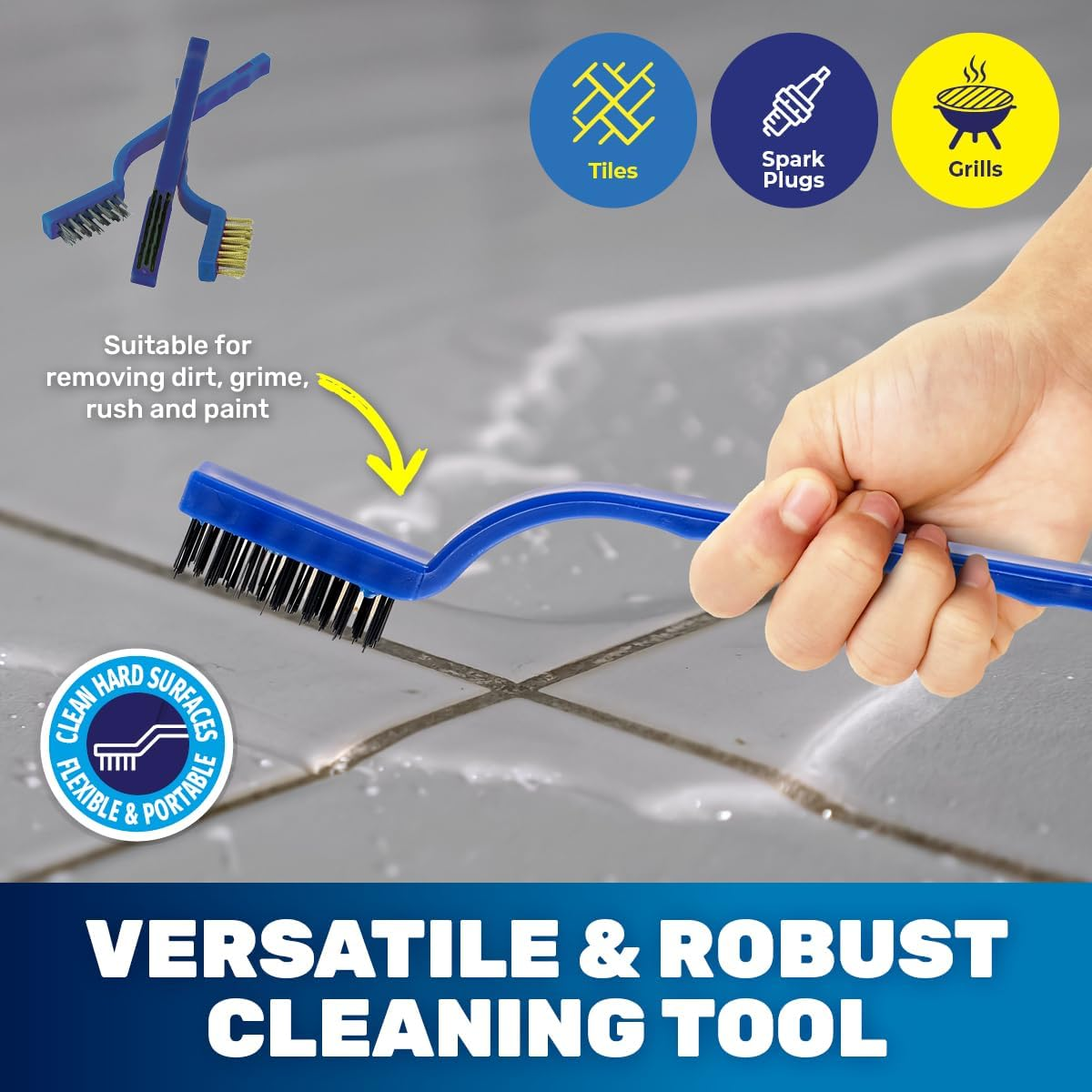 Cleaning Wire Brush Set, Blue (Pack of 3) image number 1