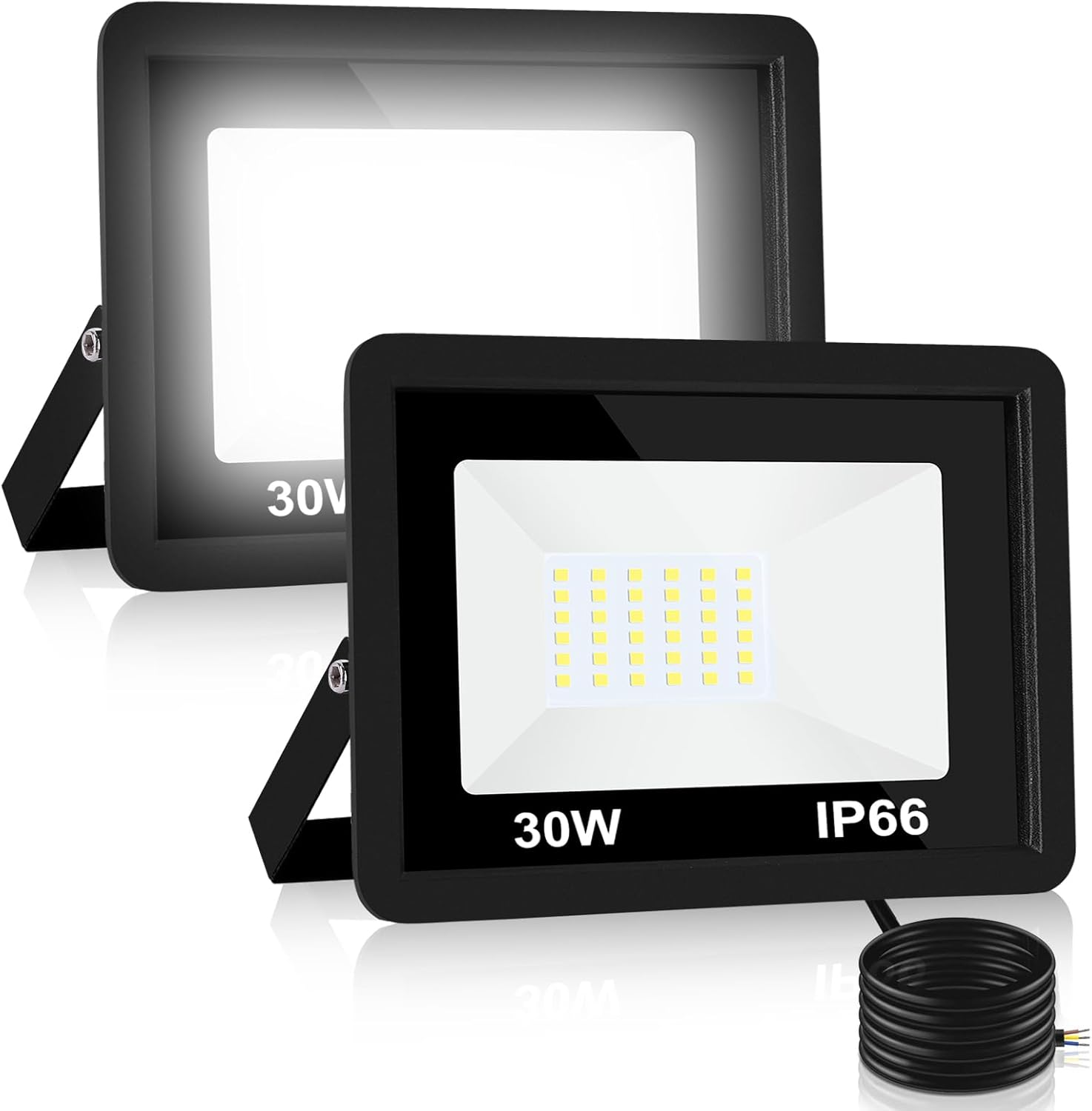 30W LED Flood Light Outdoor, 2700Lm LED Work Light,Floodlight Fixture IP66 Waterproof, 6500K Daylight White Super Bright Security Light for Yard Garden Stadium Garage Playground