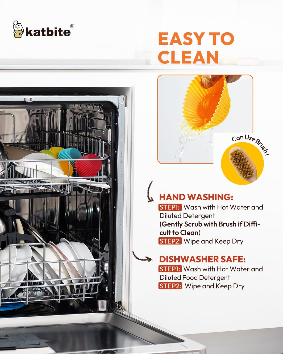 Katbite Reusable Silicone Baking Cups 24 Pack - Non-Stick Muffin Cupcake Liners Set, Thick & Heavy Duty Cupcake Molds - Perfect for Party Halloween Christmas Bakery Supplies, Multicolor image number 5