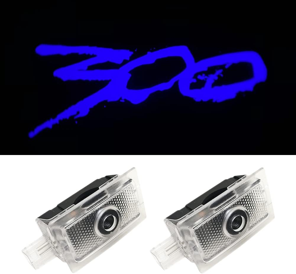 Avmtokar Never Fade Door Puddle Light for 2005~2022 Chrysler 300 300C 300S Projector Ghost Shadow Logo Lights Welcome Courtesy Step Lights (1. Never Fade Blue 300 Emblem for Chrysler) image number 2