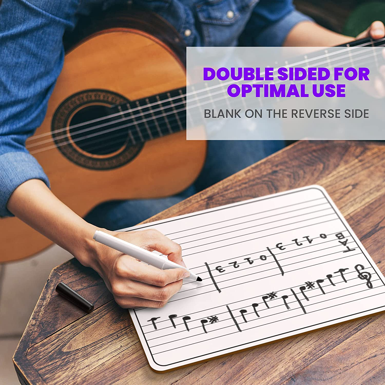 Scribbledo 5 Pack Dry Erase Music Staff White Boards 9" X 12 Inch Lapboard Double Sided Musical Notes Whiteboard for Kids Students, Musicians and Home (5 Erasers Included) image number 2