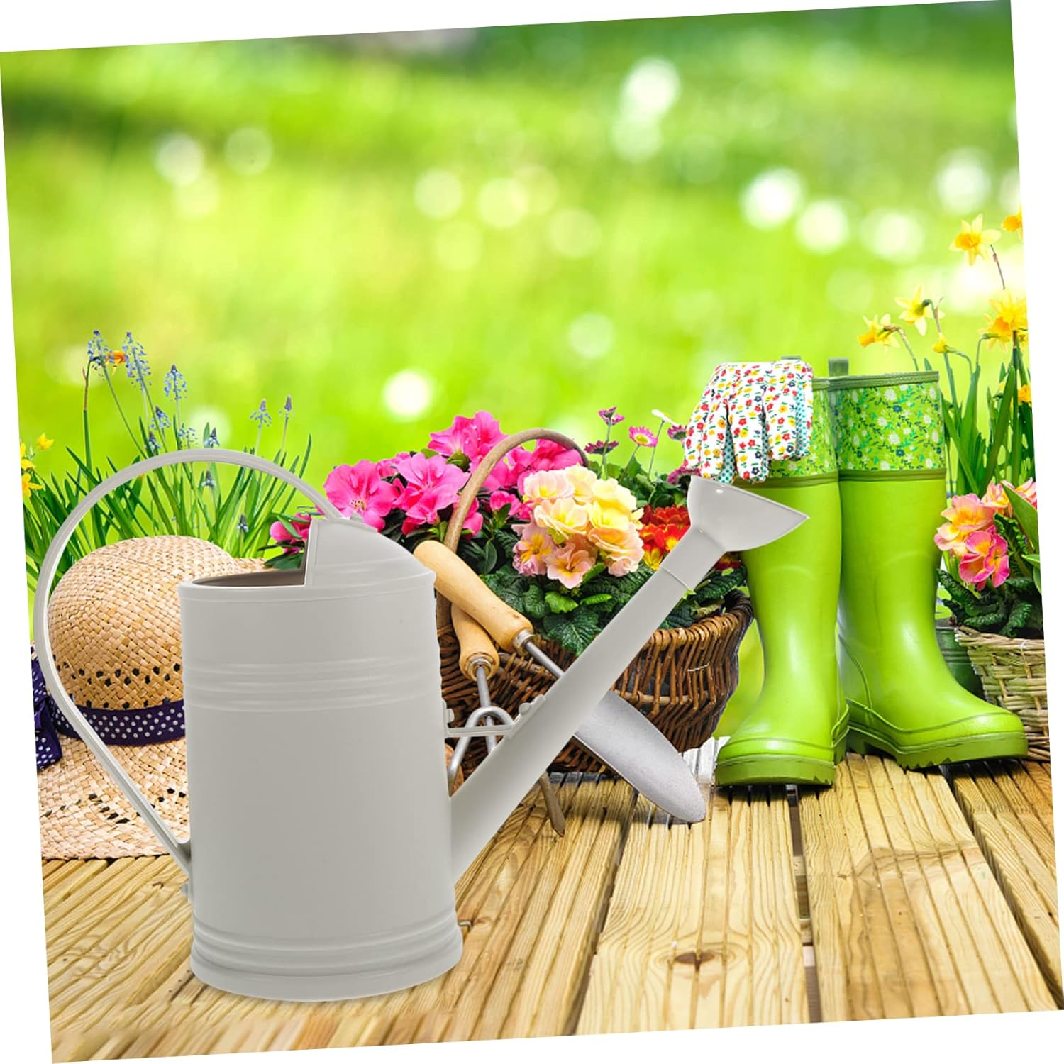 1.8L Long Spout Watering Can Household Indoor Garden Pot Succulent Flower Watering Sprinkler for Balcony Patio with Large Capacity in Beige image number 3