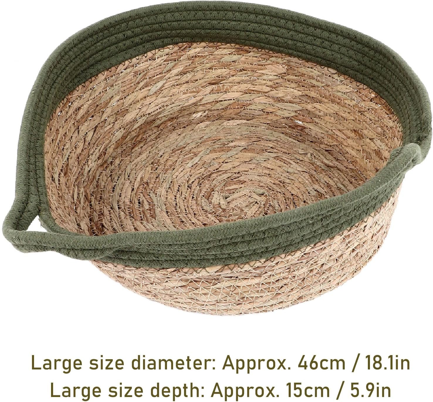 Hand Woven Cat Nest Straw Breathable Soft Cat Bed round Scratch Proof Cat Nest for Four Seasons (L) image number 5