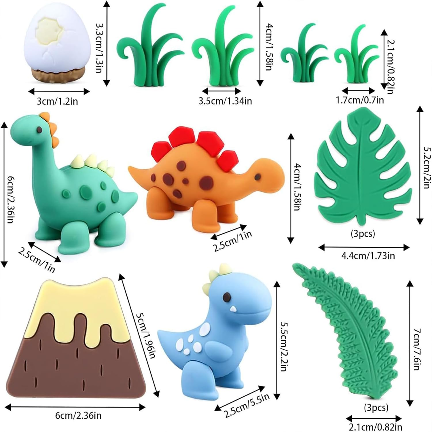 15 Pcs Dinosaur Cake Decorating Kit; Kids Birthday Party 3D Dinosaur Cake Topper Decoration Accessories