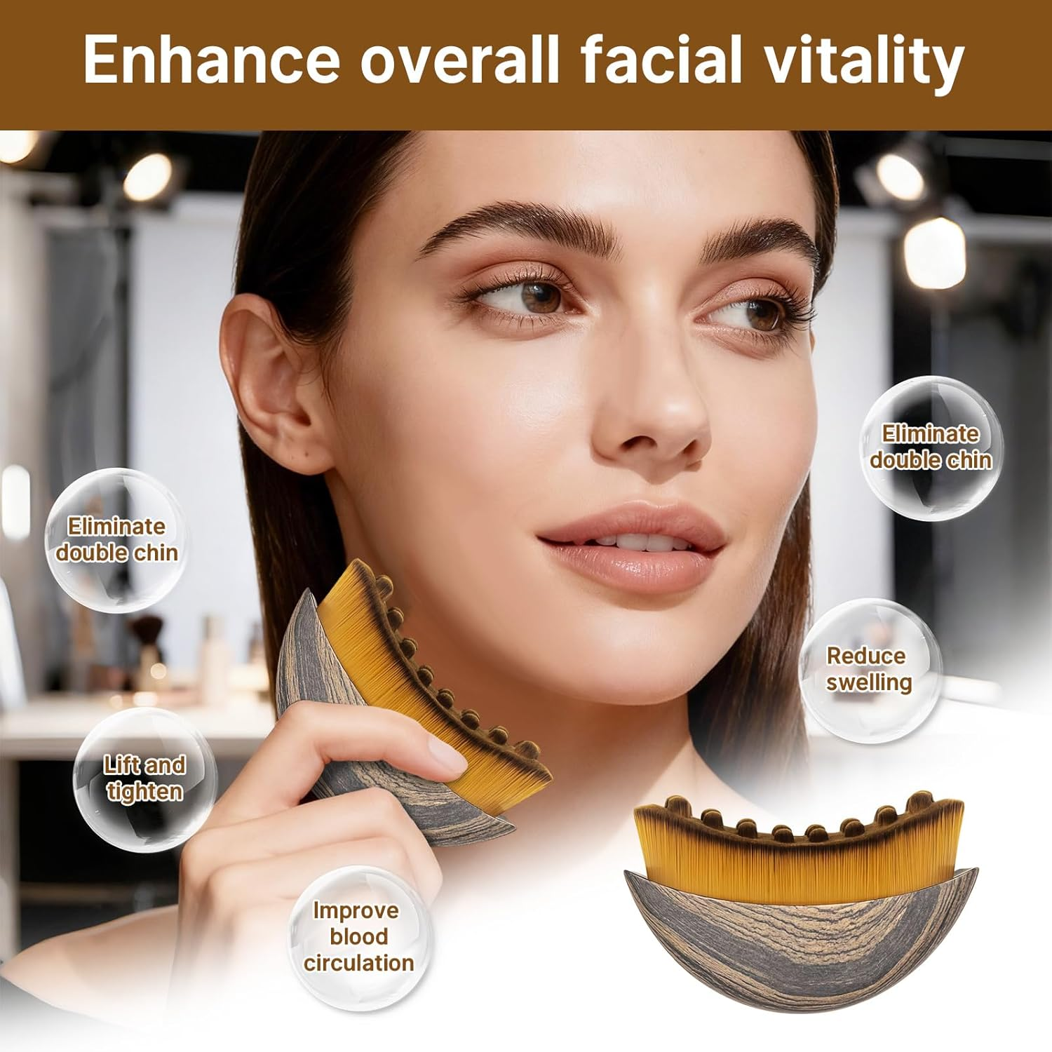 Lyrkonety Lymphatic Contour Face Brush, Dry Brushing Face Brush for Skin Care Tools, Lymphatic Drainage Massager for Face Chin & Jawline Sculpting and Relieve Fatigue