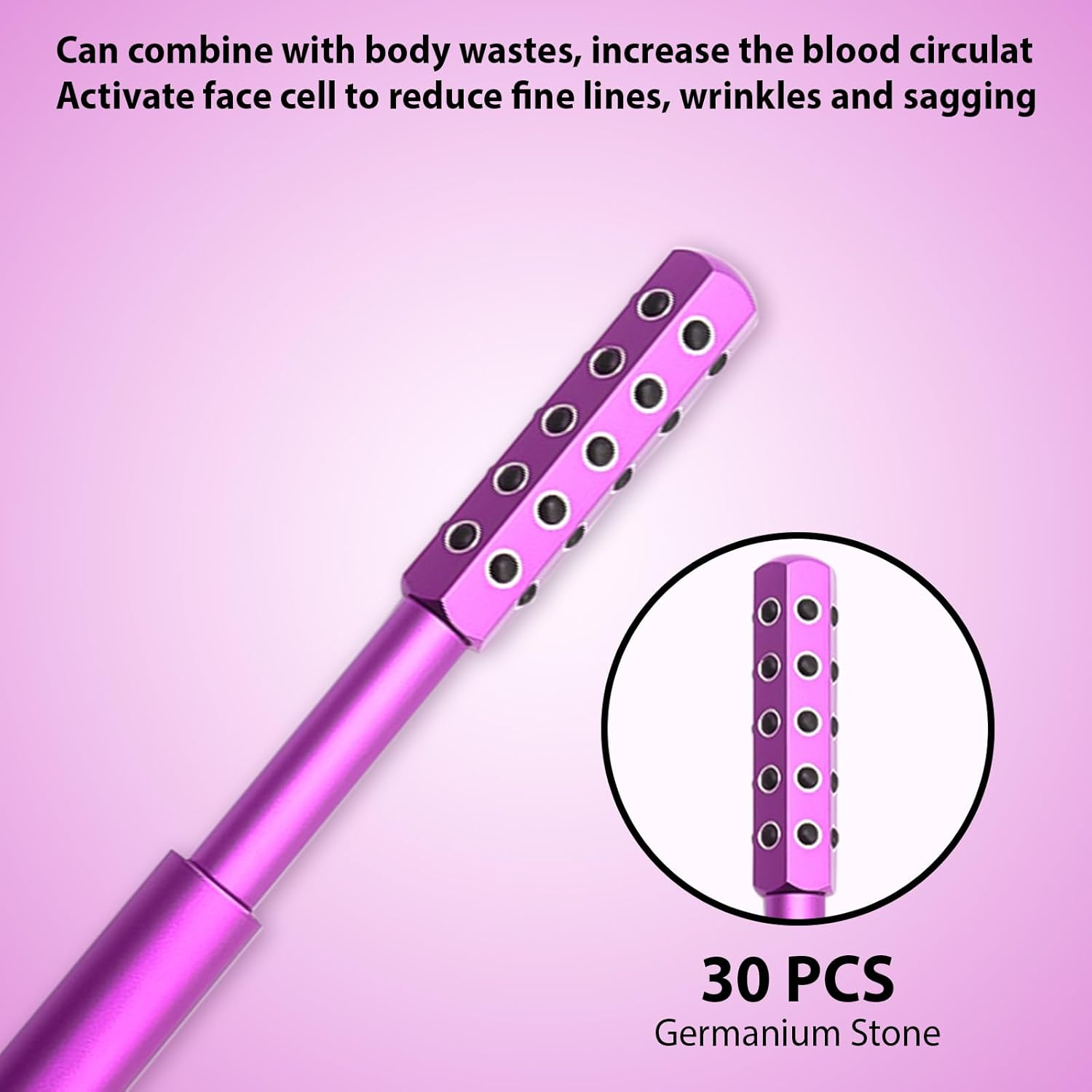 Beauty Sculptor, Stress Relief Face Roller for Wrinkles, Face Massage Guashas Tool with Germanium Stone, Skin Tightening Facial Massager Lifting Device Roller (Purple) image number 2
