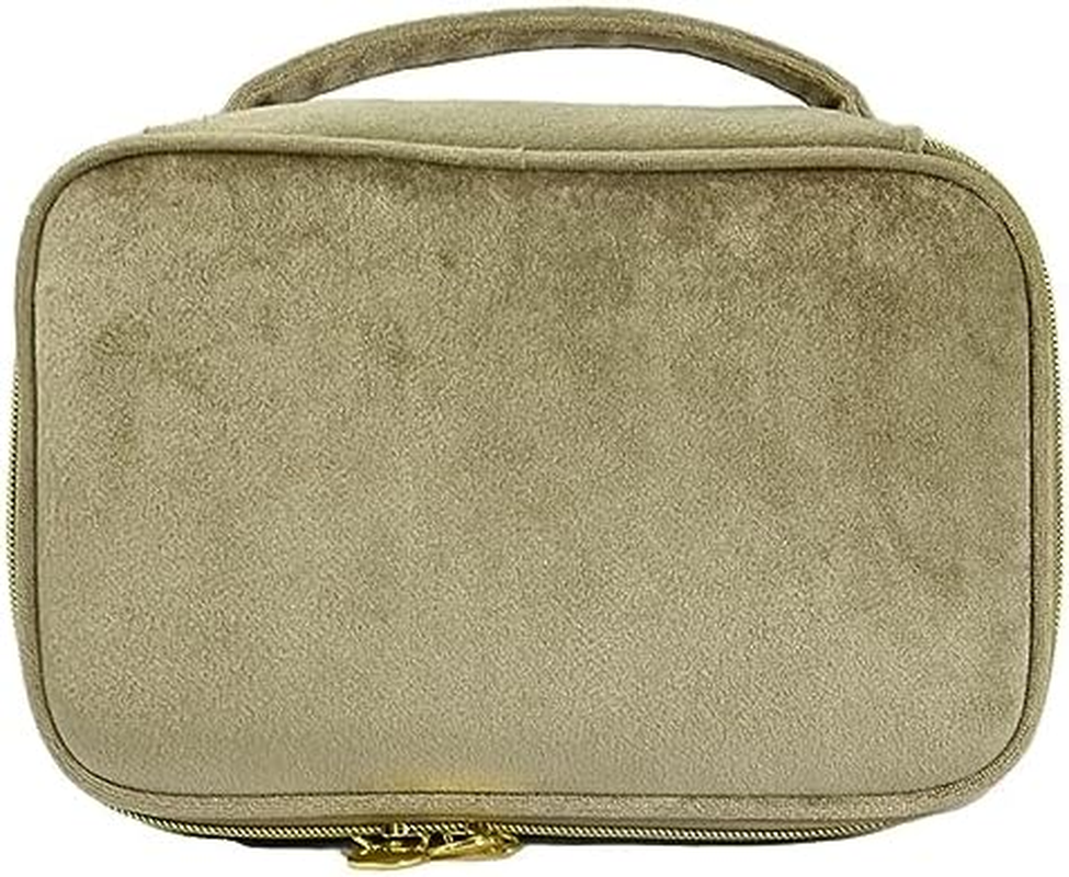 Velvet Large Capacity Cosmetic Bag Portable Makeup Travel Cosmetics Brush Skin Care Product Storage Case (Sapphire Blue)