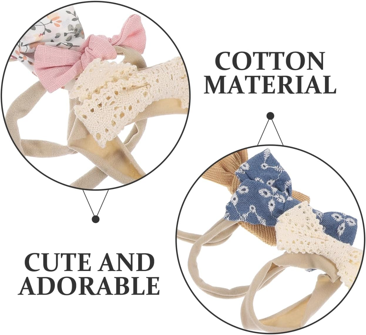 Alasum 6Pcs Newborn Baby Girl Bow Headbands Soft Nylon Hairbands Cute Kids Hair Accessories for Photography Party and Daily Wear image number 1