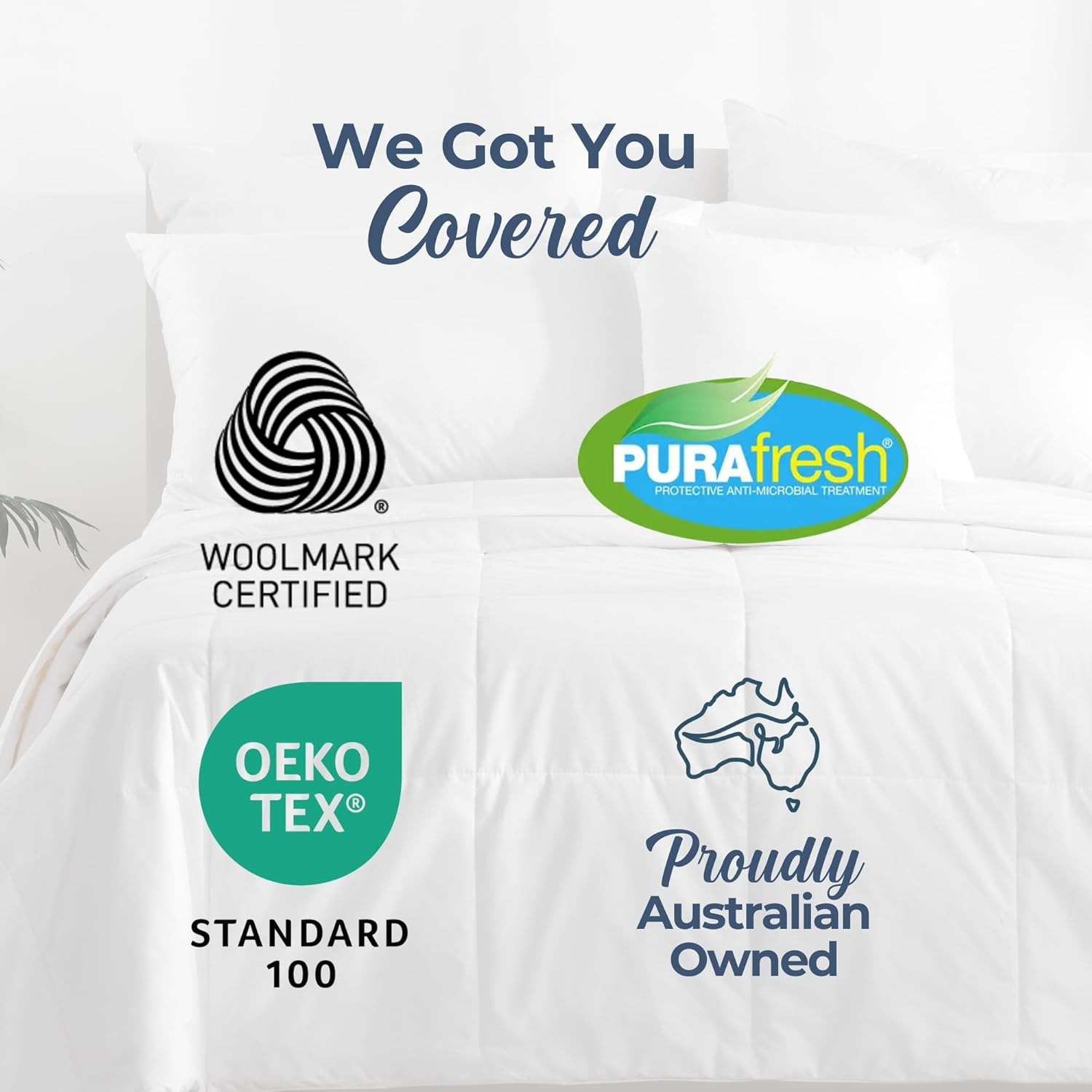 Dreamaker Lightweight Washable Australian Wool Quilt Breathable Cotton Cover 250GSM Natural Fill Temperature Regulating Summer Weight Duvet, Purafresh Treated for Anti-Bacterial Protection Super King image number 5