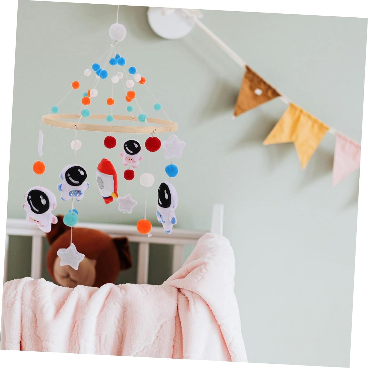 Space Nursery Mobile Astronaut Rocket Crib Hanging for Decoration for Cribs Strollers Bed Accessory for Shower