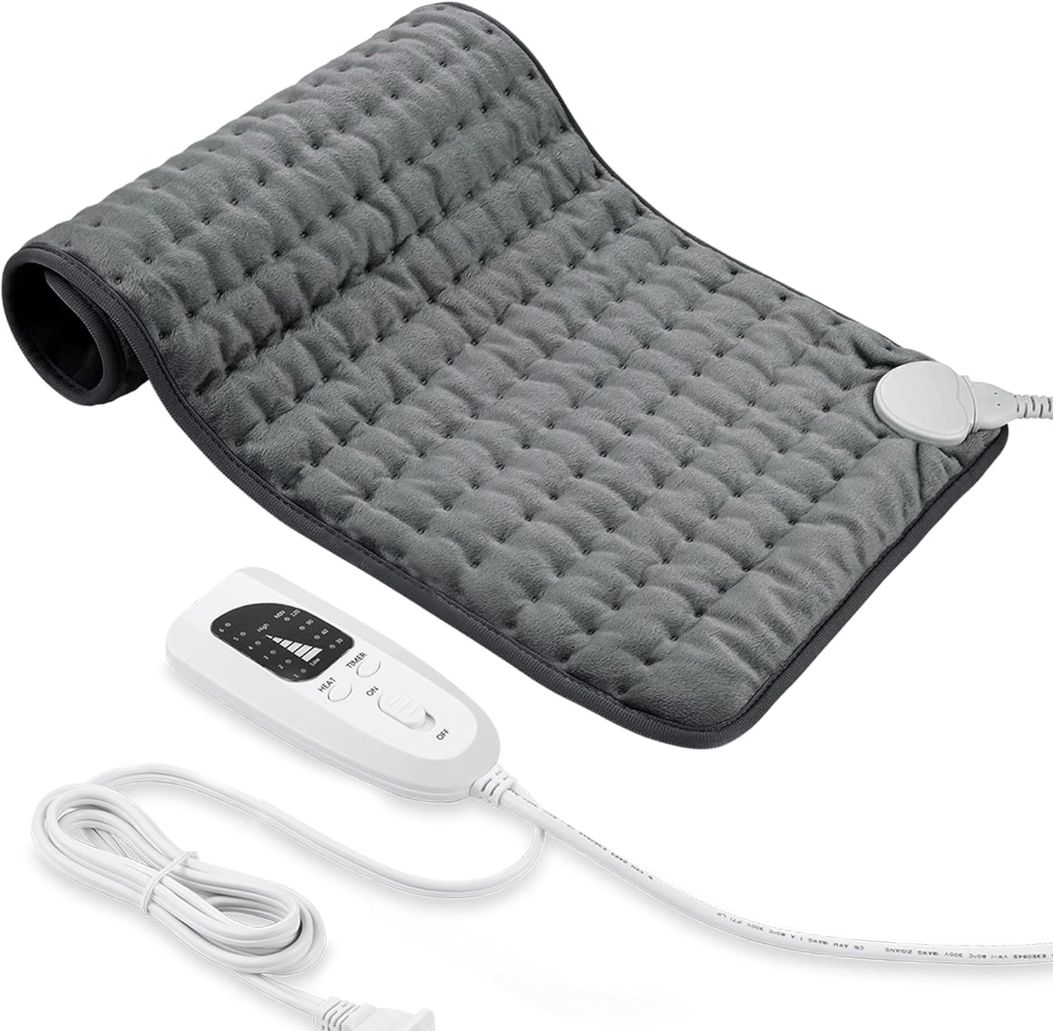 Electric Heating Pad for Back Pain Relief, Heating Pads for Cramps, Auto Shut Off, Machine Washable, Heating Pad for Neck and Shoulder, Knee, Arms, Legs, Etc. (Silver Gray, 30 X 60 Cm)