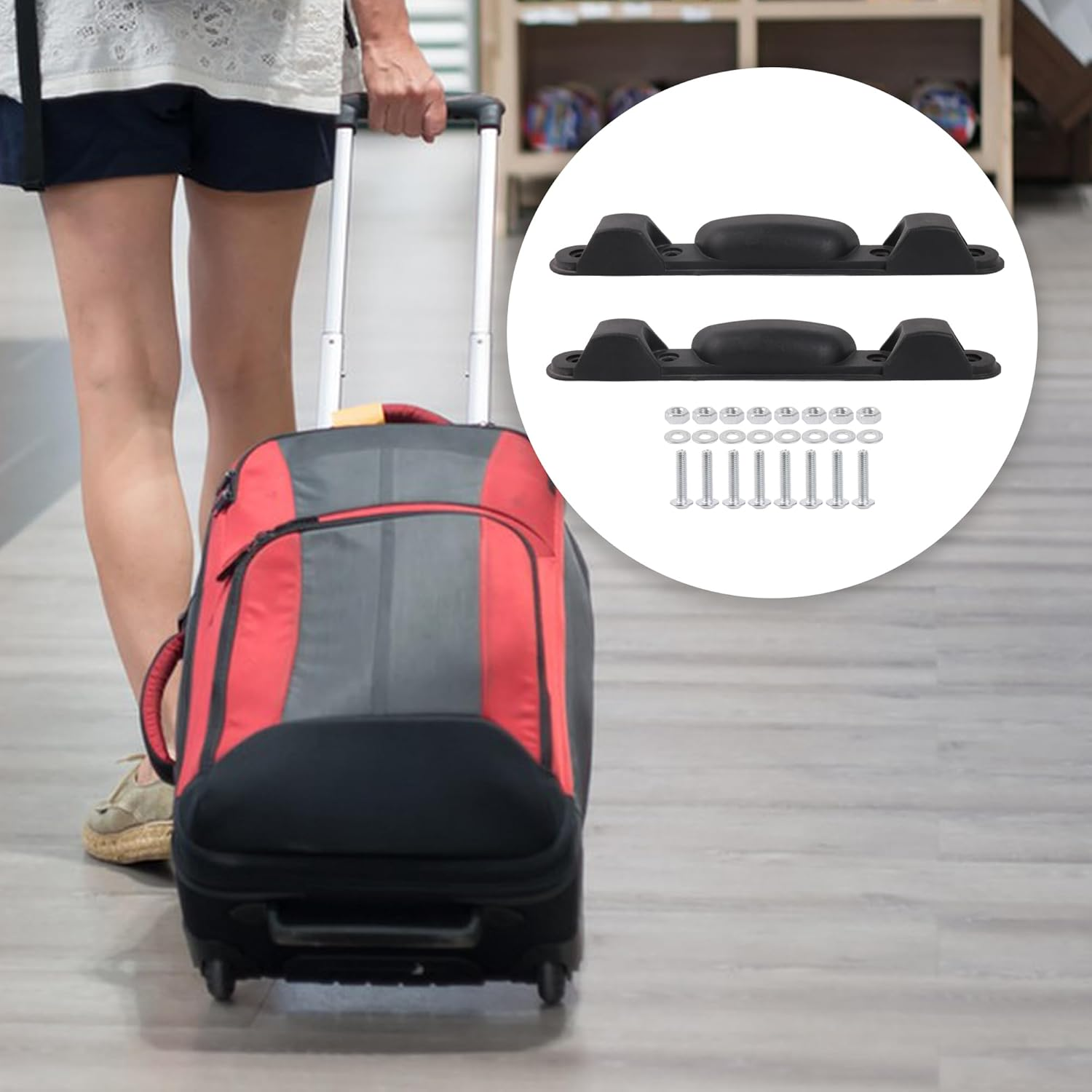 RDEXP 2 Pieces Luggage Bracket Side Feet 8.66" X 4.61" ZF-1 Replacement Plastic Stud image number 3