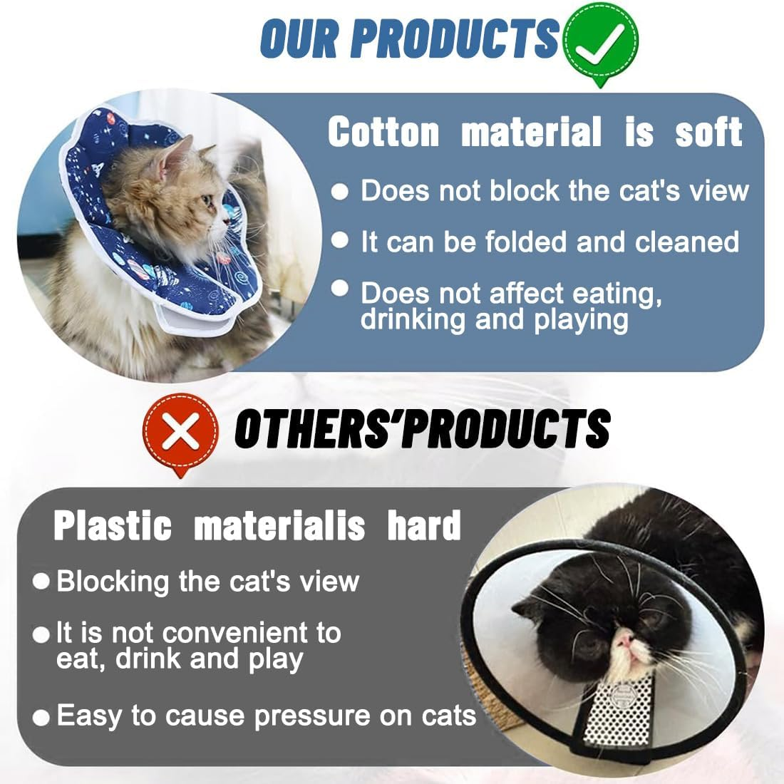 Cat Collar, Adjustable from 16-23 Cm, Cat Collar, Adjustable Recovery Collar, Soft Protective Collar, Cone Collar, Adjustable Recovery Collar, for Puppies, Small Dogs and Cats image number 4