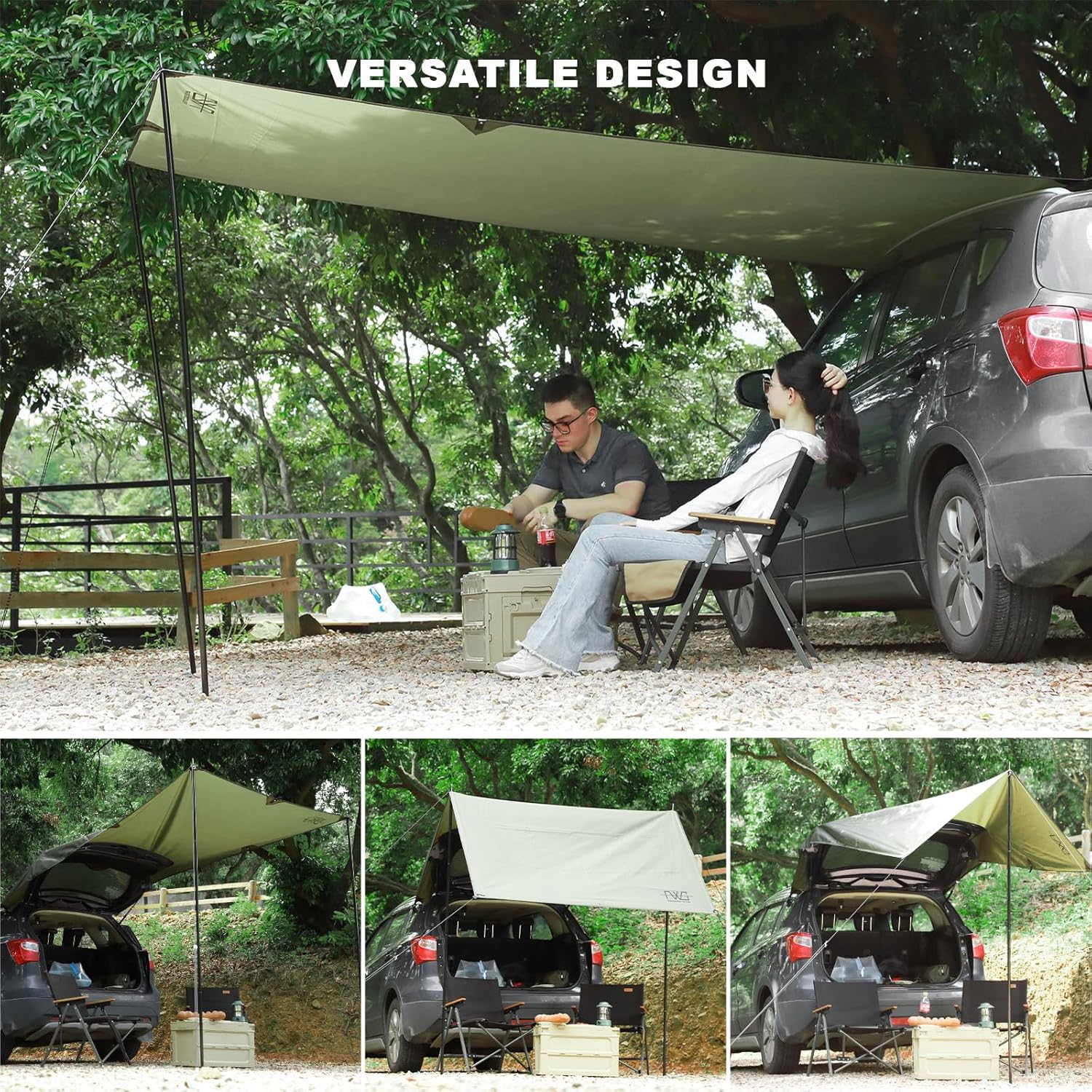 FEIWOOD GEAR Portable Car Awning for SUV, Vehicle Awning for Camping Van Truck, Needn'T Roof Rack Hardwares Waterproof UV50+ image number 4