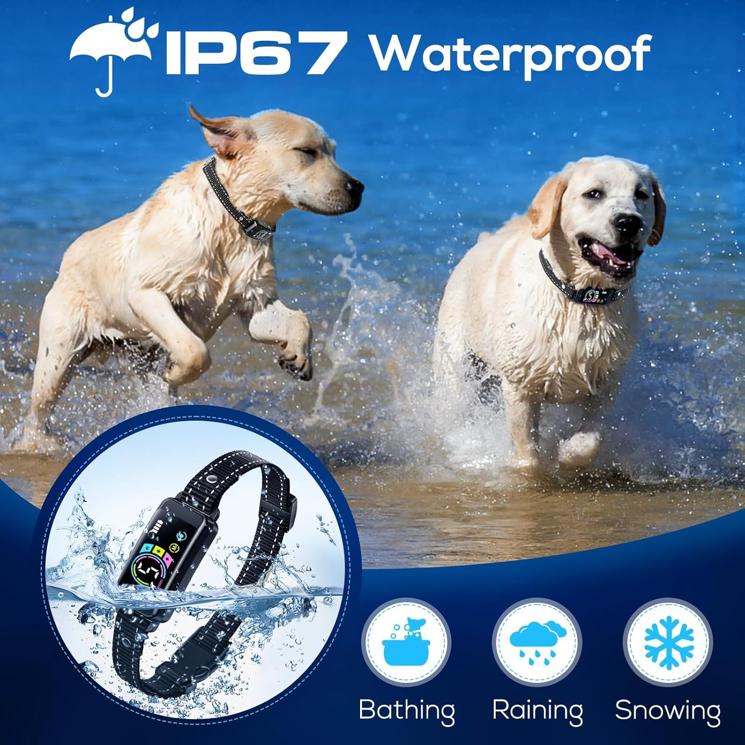 Quixnova Dog Bark Collar for Large Medium Small Dogs, Rechargeable Training Collar with Beep Vibration Shock Collar with 5 Adjustable Sensitivity, anti Barking Device for Dogs