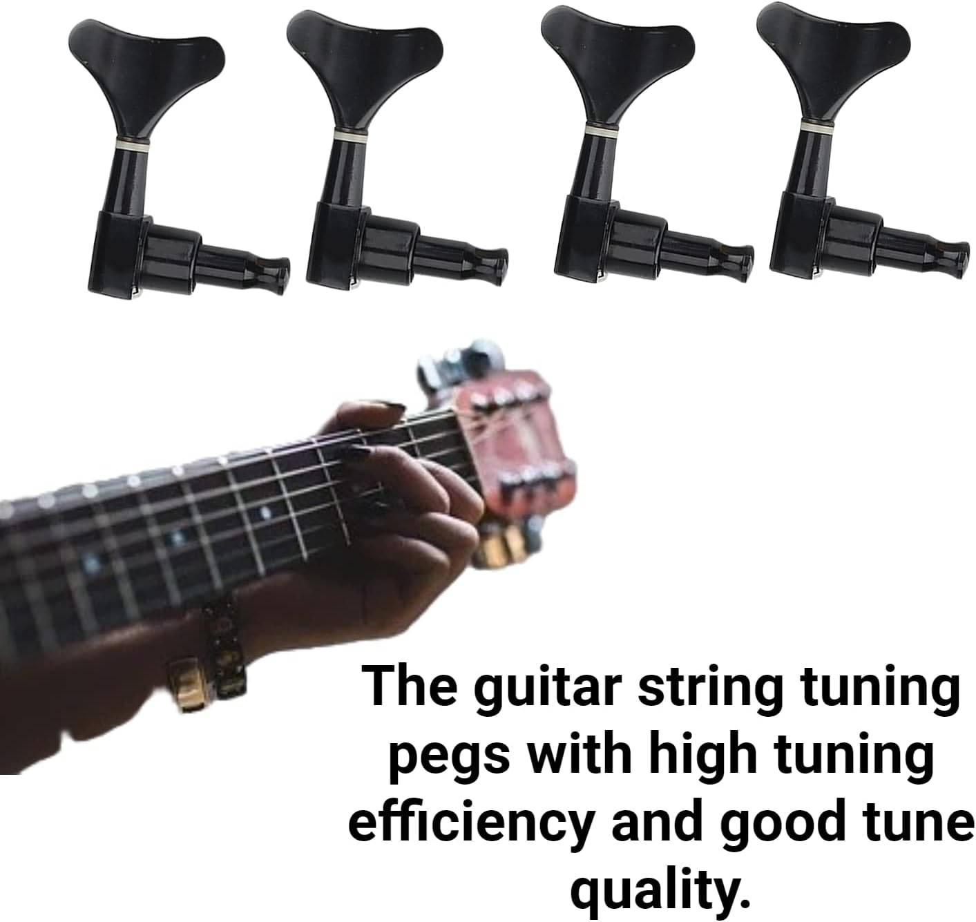 4Pcs Tuning Pegs, 2L 2R Black Closed Zinc Alloy Machine Heads String Tuners for Electric Bass image number 4