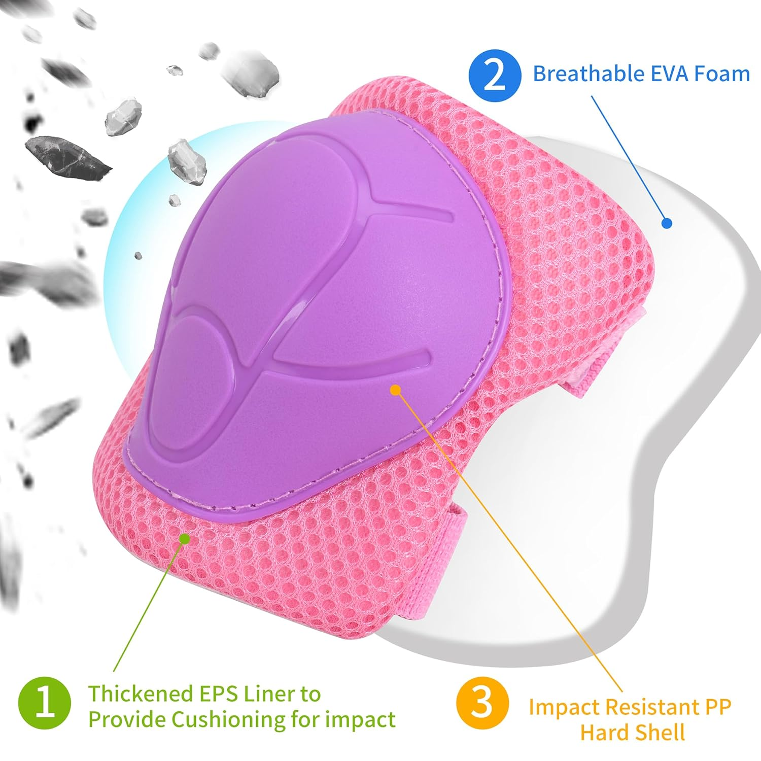 Kids Protective Gear, Knee Pads Elbow Pads with Wrist Guards for Roller Skating Cycling Skateboard Bike Scooter Rollerblade Safety Gear for Kids 2-7 Years Old image number 2