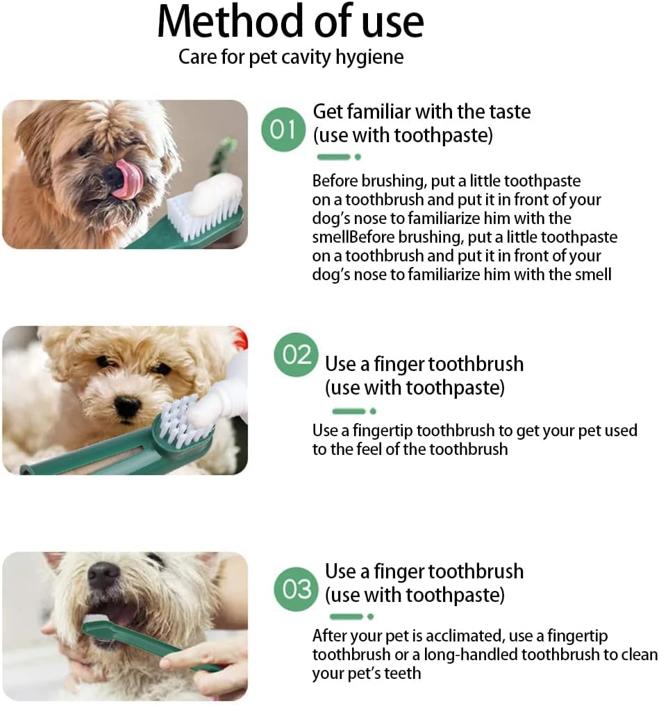 Pet Toothbrush Set Double Head Dog Toothbrush Oral Cleaning Dog Toothbrush Finger Toothbrush Pet Supplies Dog Toothbrush Set 8 Double Head Dog/Cat Toothbrush Cleaning Pet Teeth Convenient Toothbrush image number 5