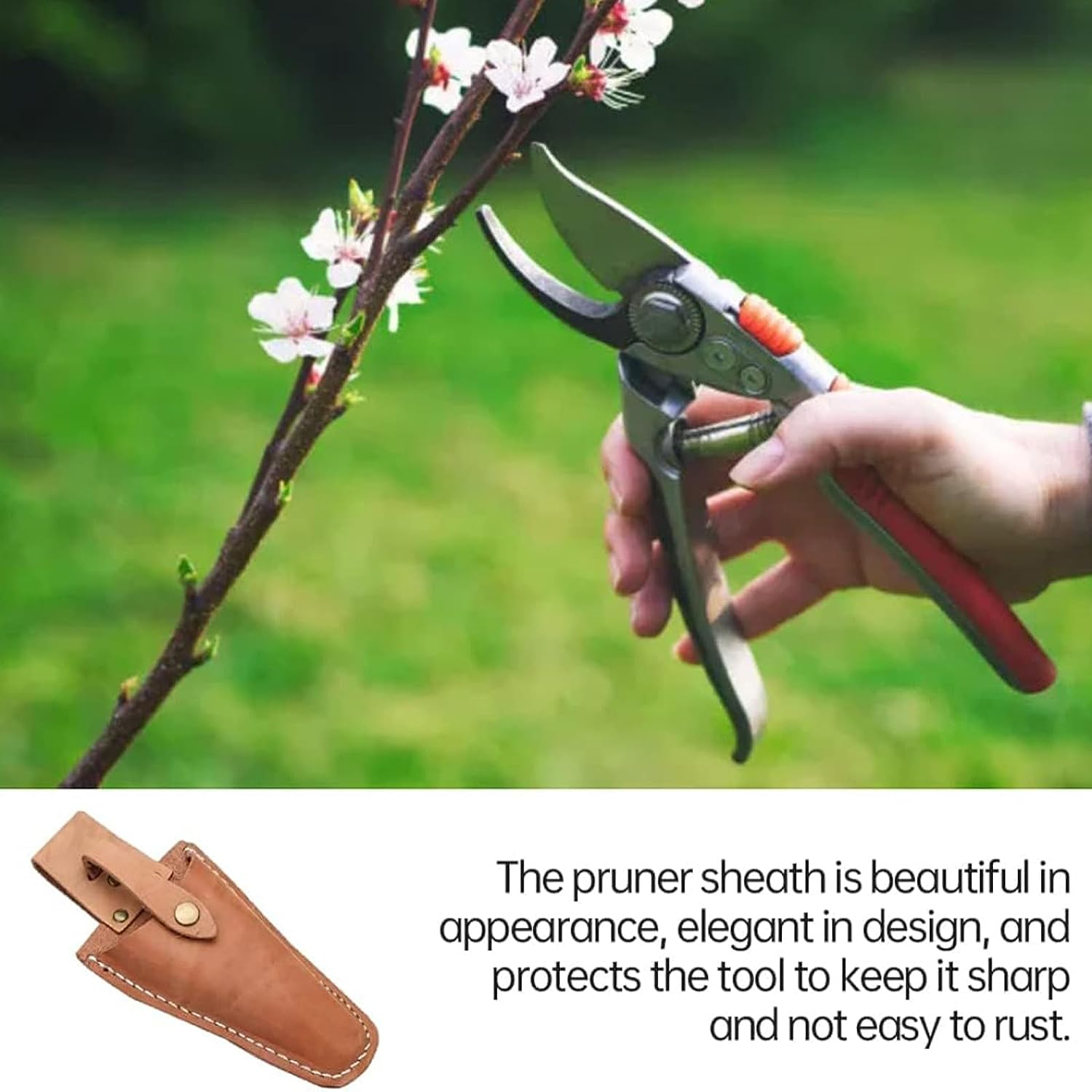 Leather Holster for Pruning Shears-Pruner Holder-Garden Tool Leather Hand Pruner Sheath Garden Pliers Scissors Holder with Snap-2 Pack image number 1